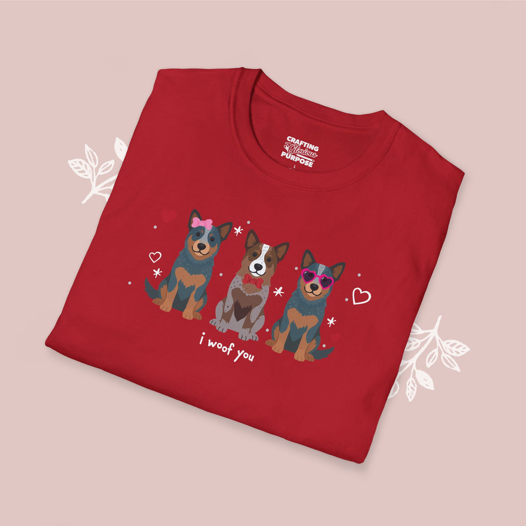 I Woof You Cute Australian Cattledog Trio Dog Tee — Valentine's T-Shirt
