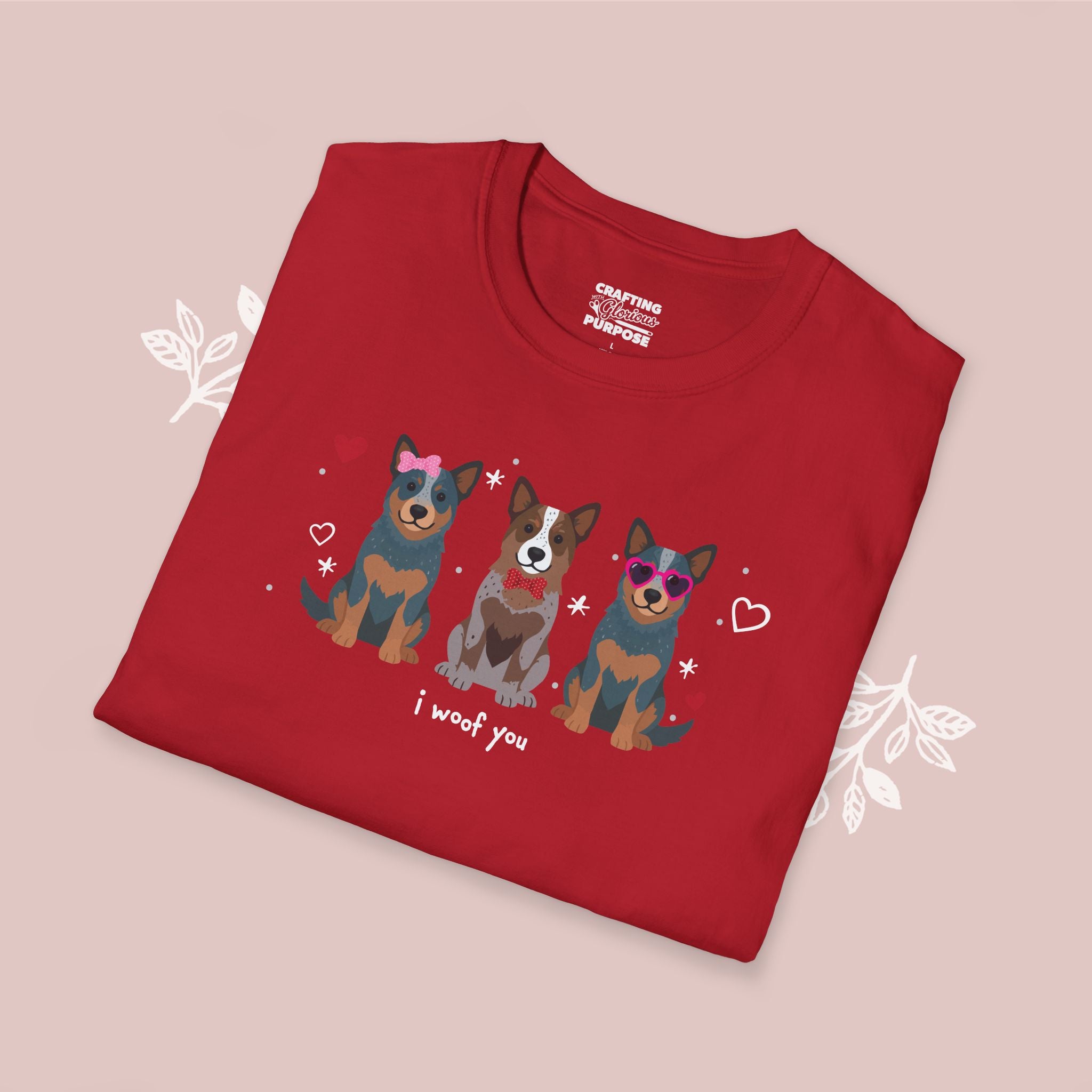 I Woof You Cute Australian Cattledog Trio Dog Tee — Valentine's T-Shirt