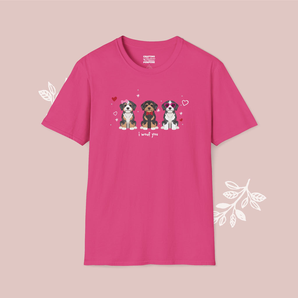 I Woof You Cute Aussiedoodle Trio Dog Tee — Valentine's T-Shirt