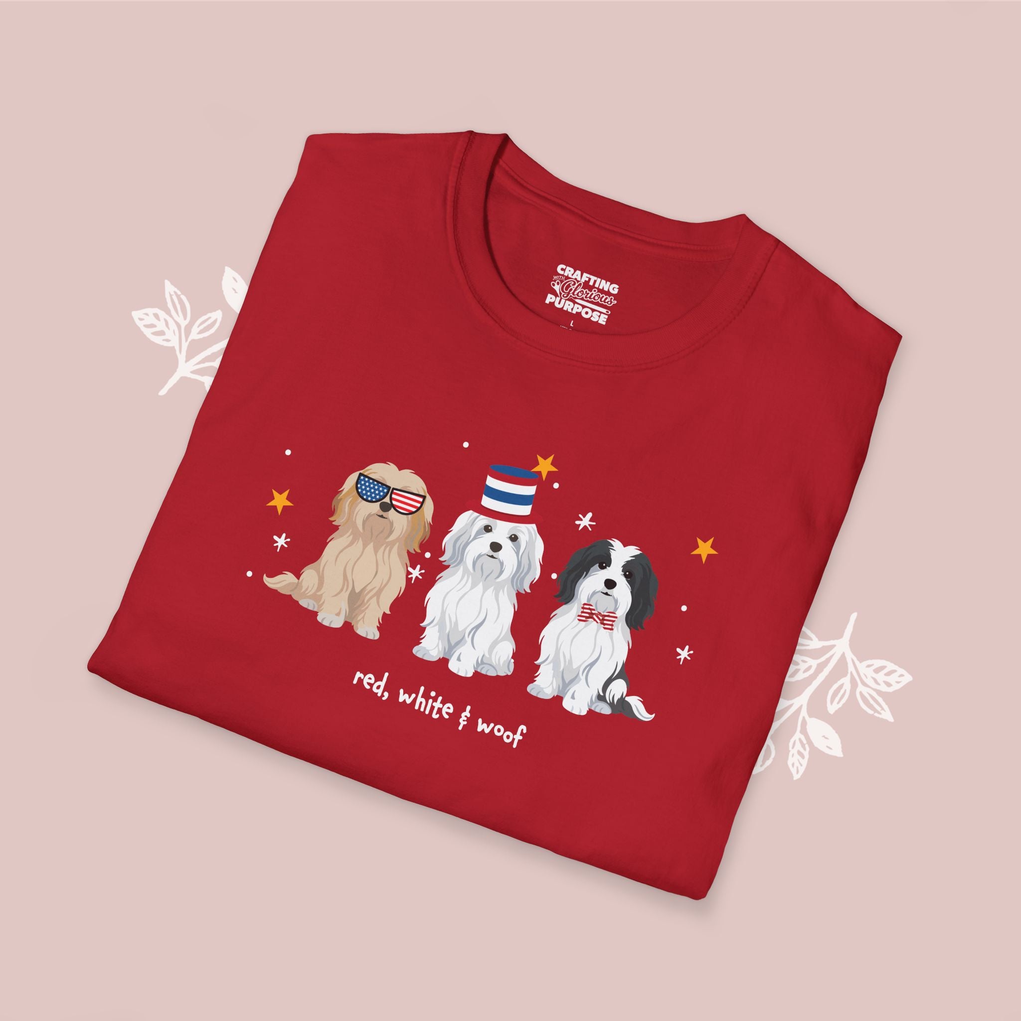 Havnese Patriotic Dog Trio T-Shirt — 'Red, White & Woof' Cute America Graphic Tee