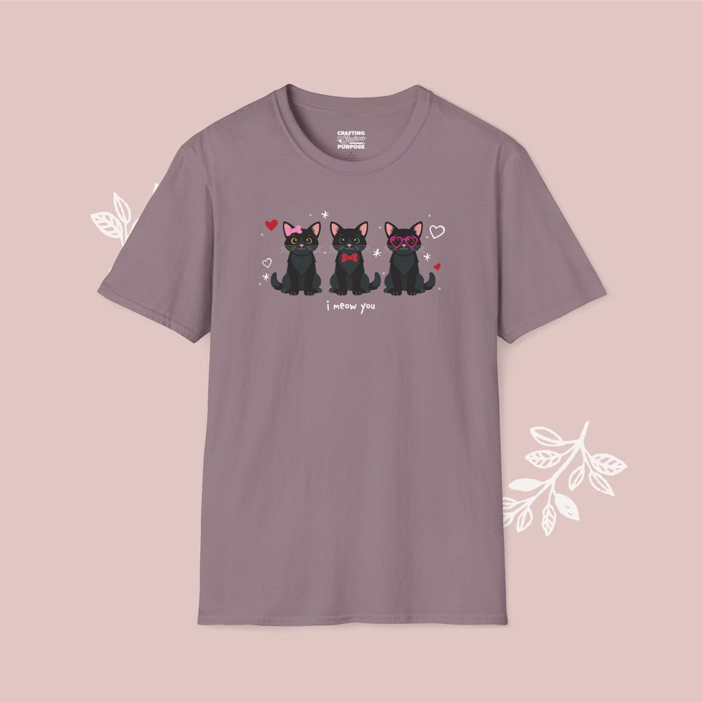 I Meow You Cute Black Short Haired Trio Cat Tee — Valentine's T-Shirt