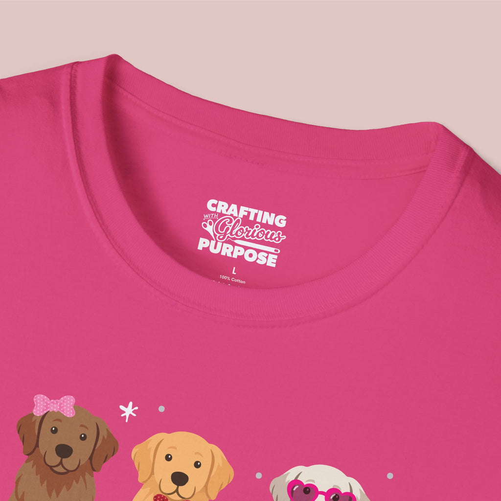 I Woof You Cute Golden Retriever Trio Dog Tee — Valentine's T-Shirt
