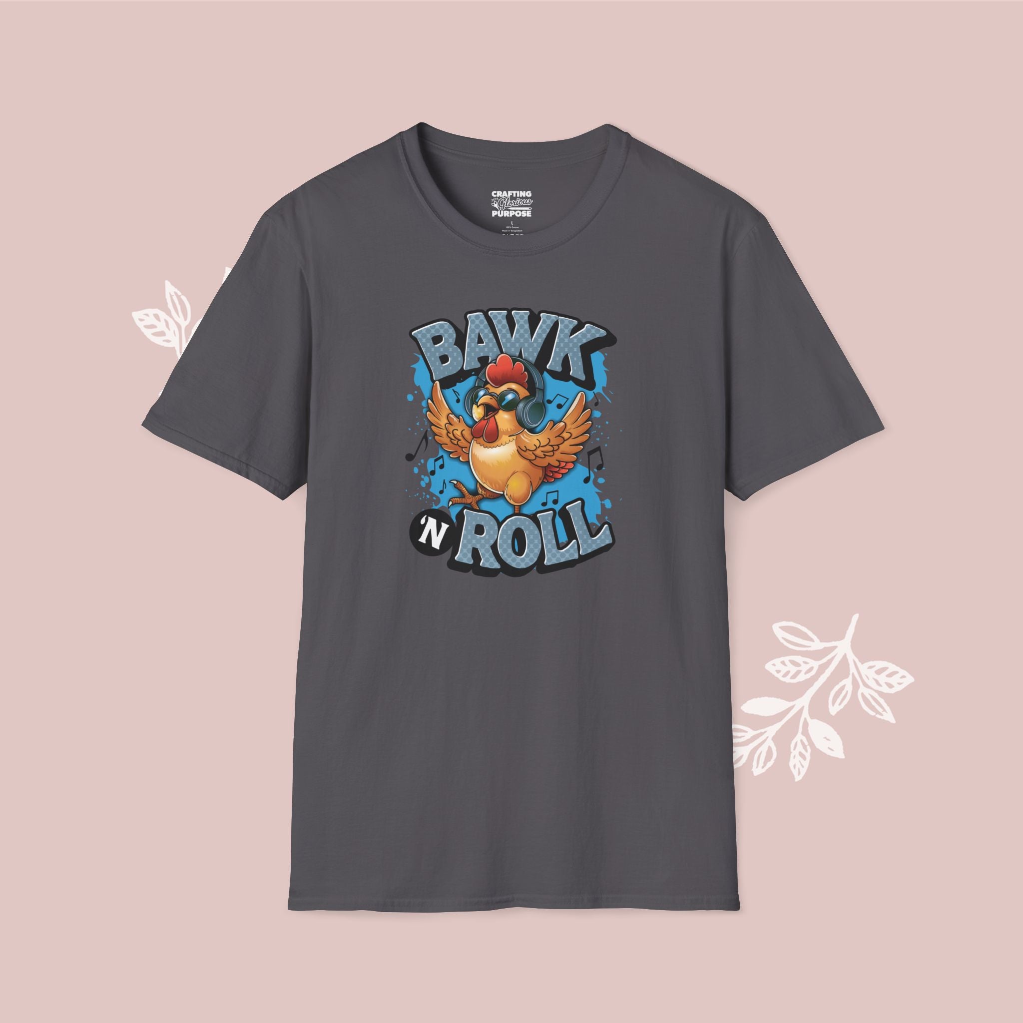 Chicken 'Bawk n' Roll' T-Shirt — Funny Rock 'n' Roll Tee