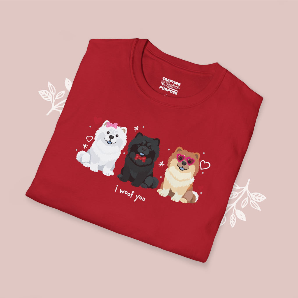 I Woof You Cute Chow Chow Trio Dog Tee — Valentine's T-Shirt