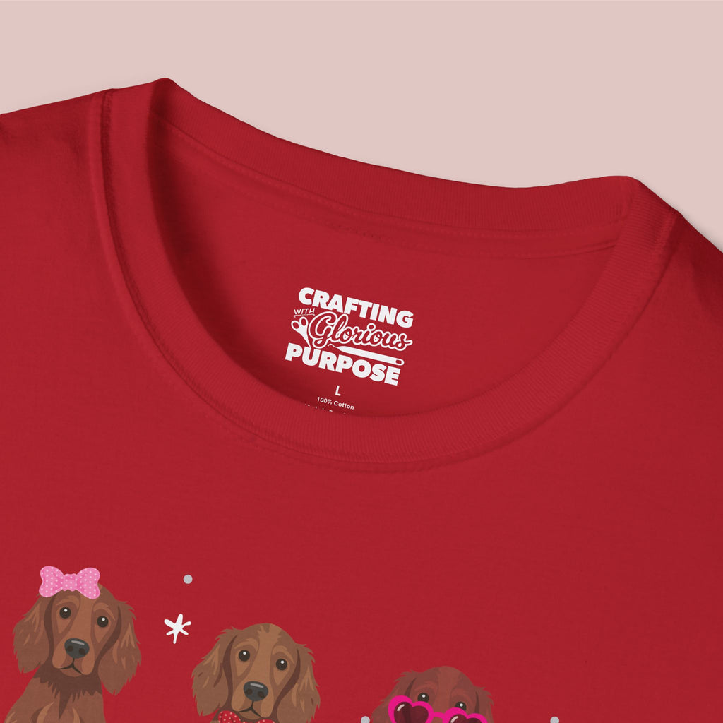 I Woof You Cute Irish Setter Trio Dog Tee — Valentine's T-Shirt