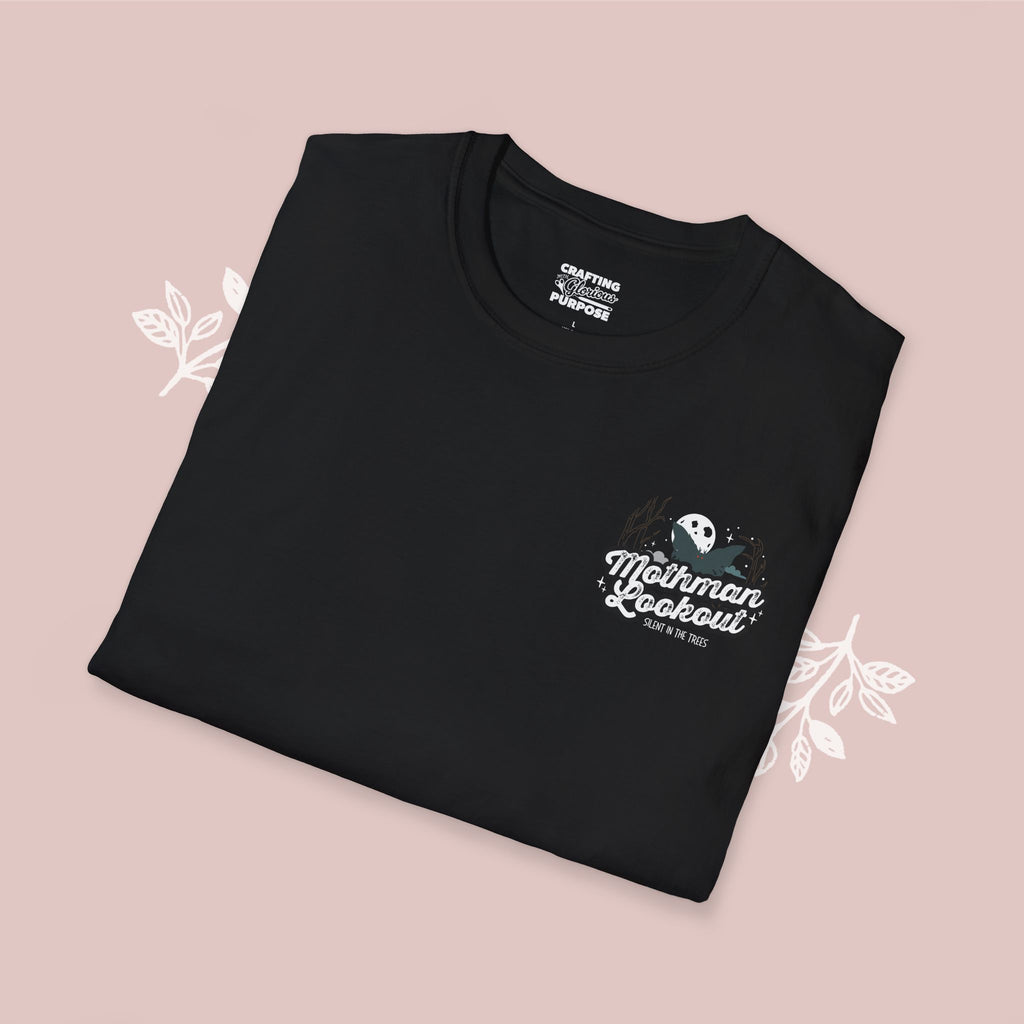 Mothman Lookout — "Mothman Lookout: Silent In The Trees" Retro Graphic T-Shirt