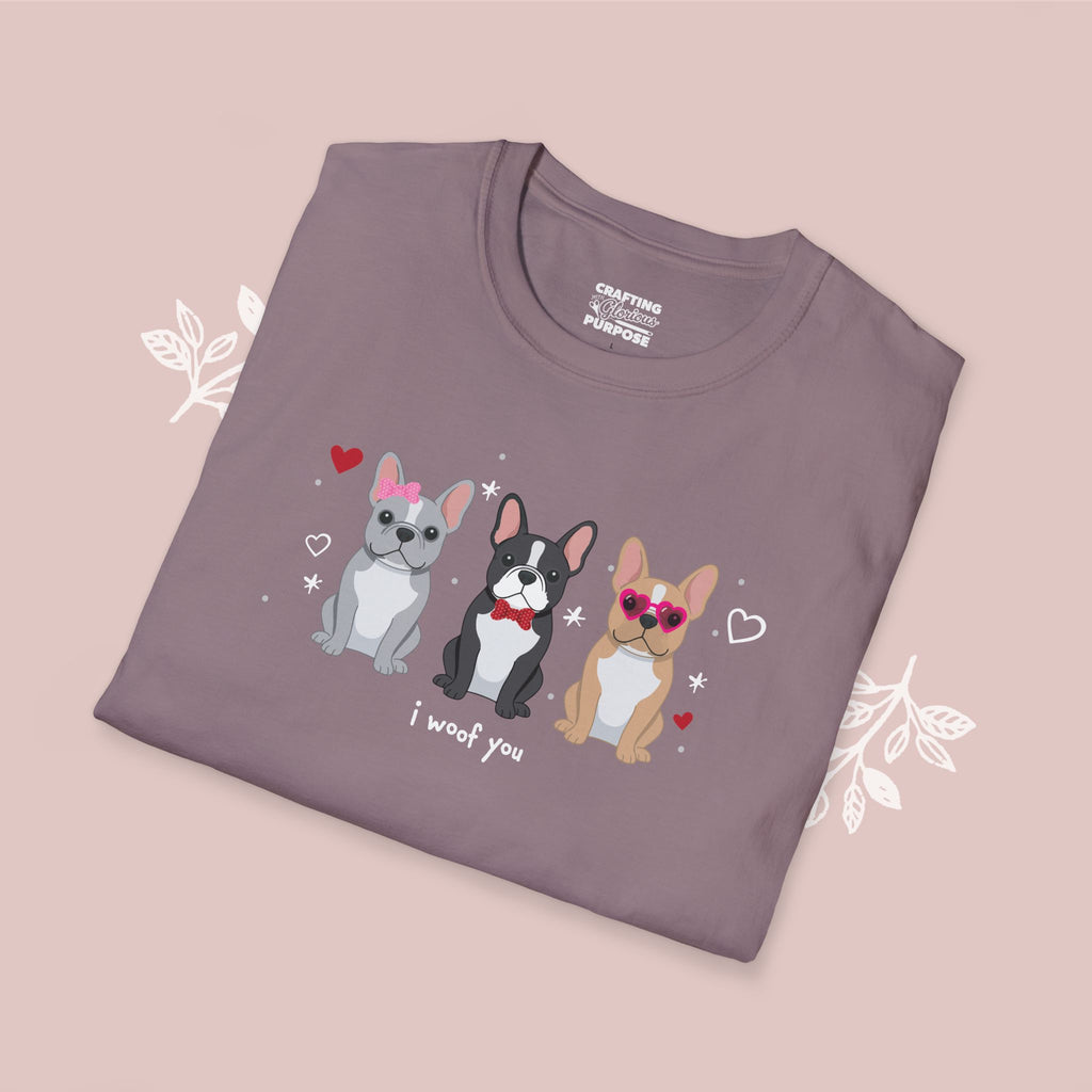 I Woof You Cute French Bulldog Trio Dog Tee — Valentine's T-Shirt