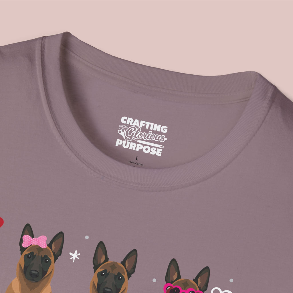 I Woof You Cute Belgian Malinois Trio Dog Tee — Valentine's T-Shirt