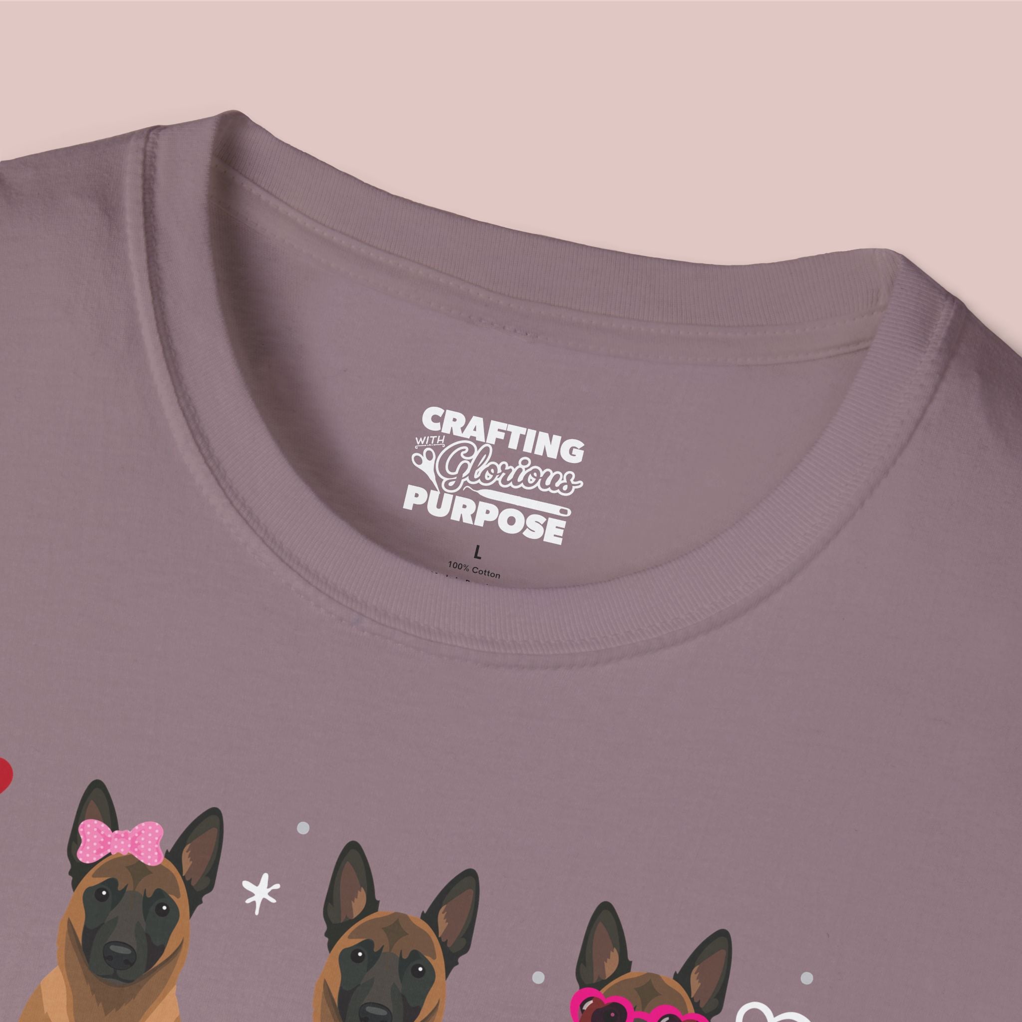 I Woof You Cute Belgian Malinois Trio Dog Tee — Valentine's T-Shirt