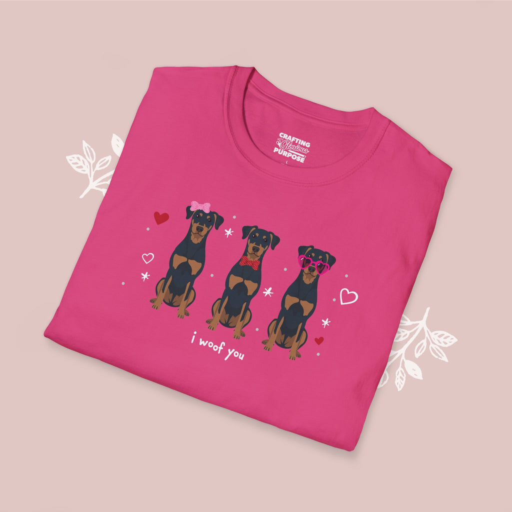 I Woof You Cute Beauceron Trio Dog Tee — Valentine's T-Shirt