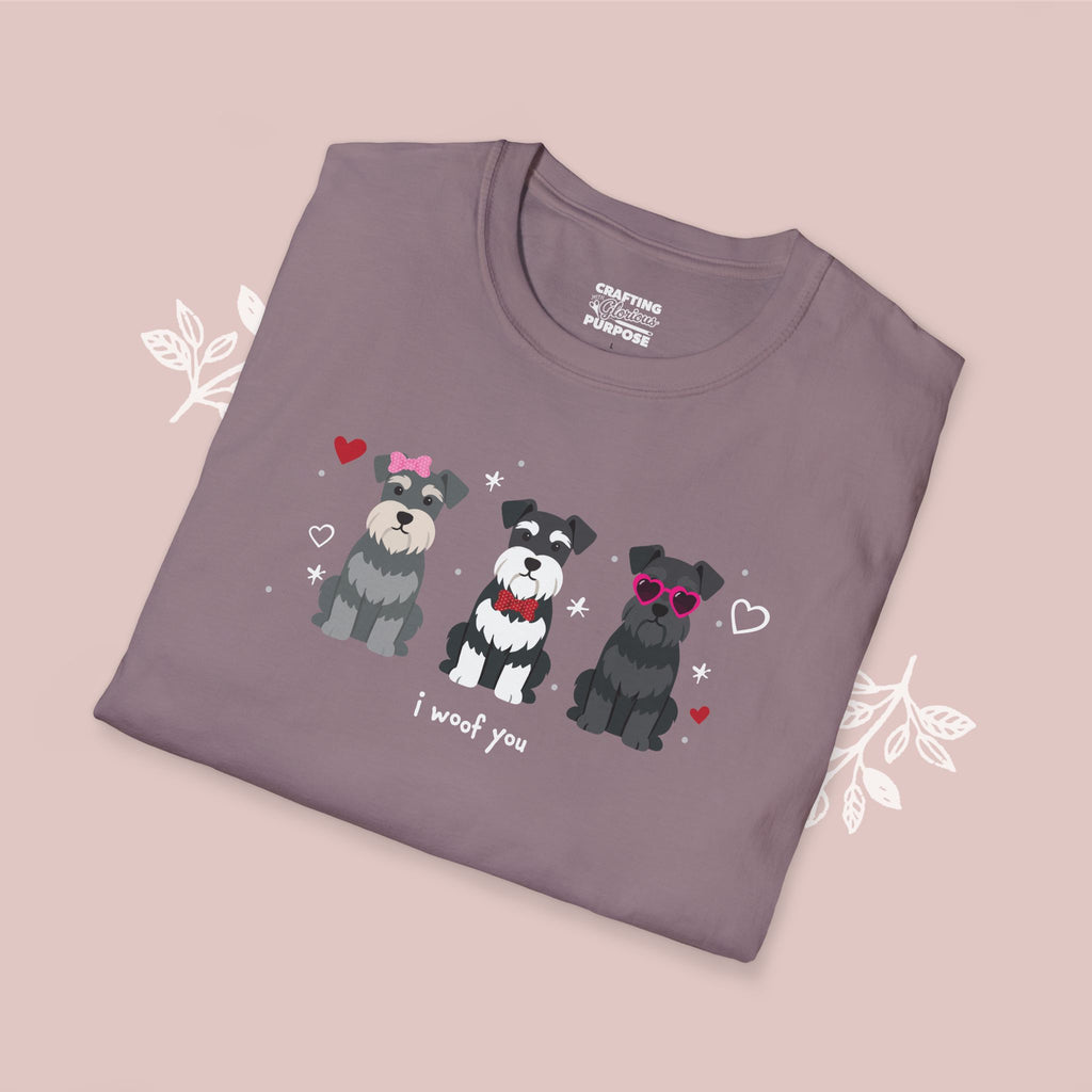 I Woof You Cute Schnauzer Trio Dog Tee — Valentine's T-Shirt