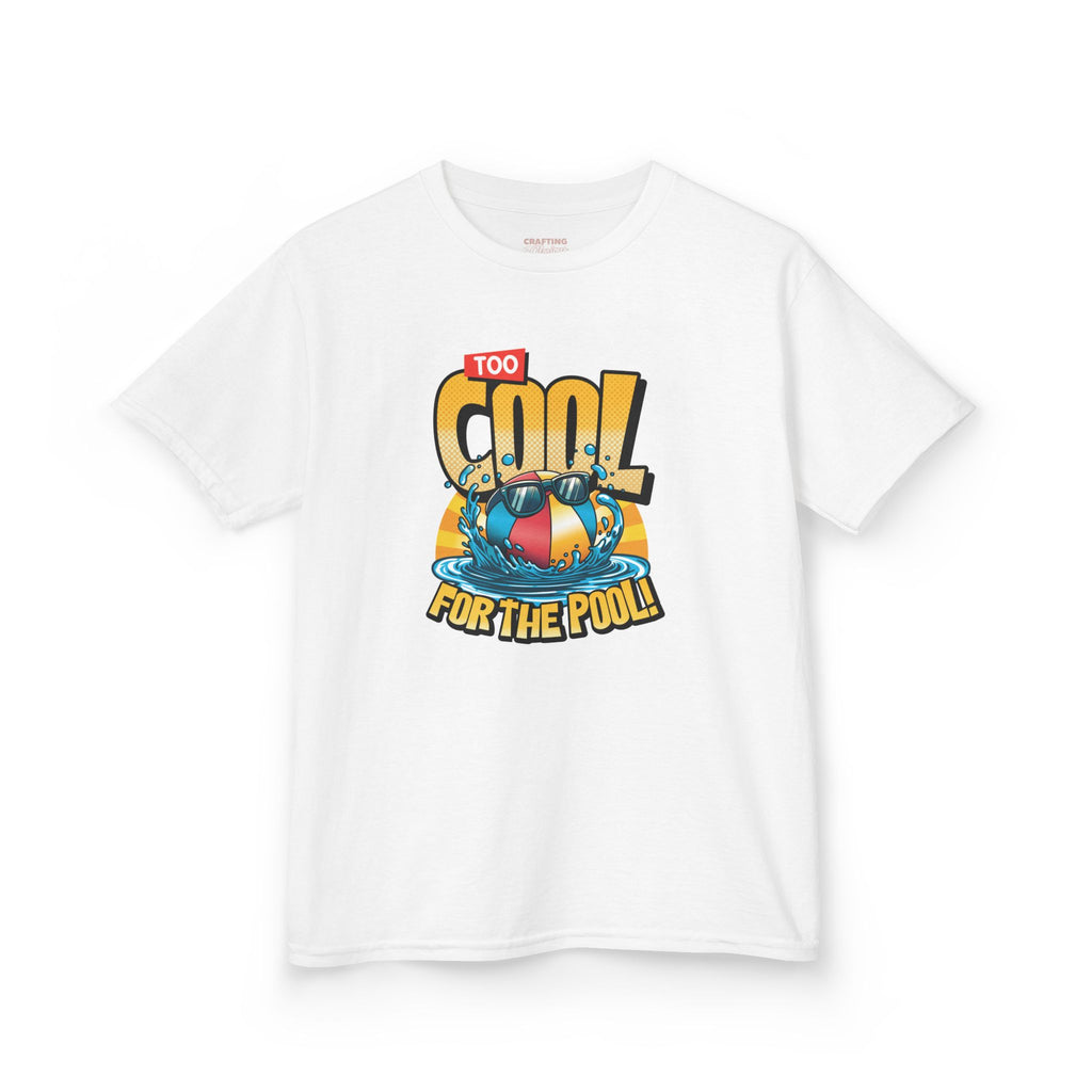 Kids Tee — "Too Cool for the Pool" Retro Pool Float Graphic