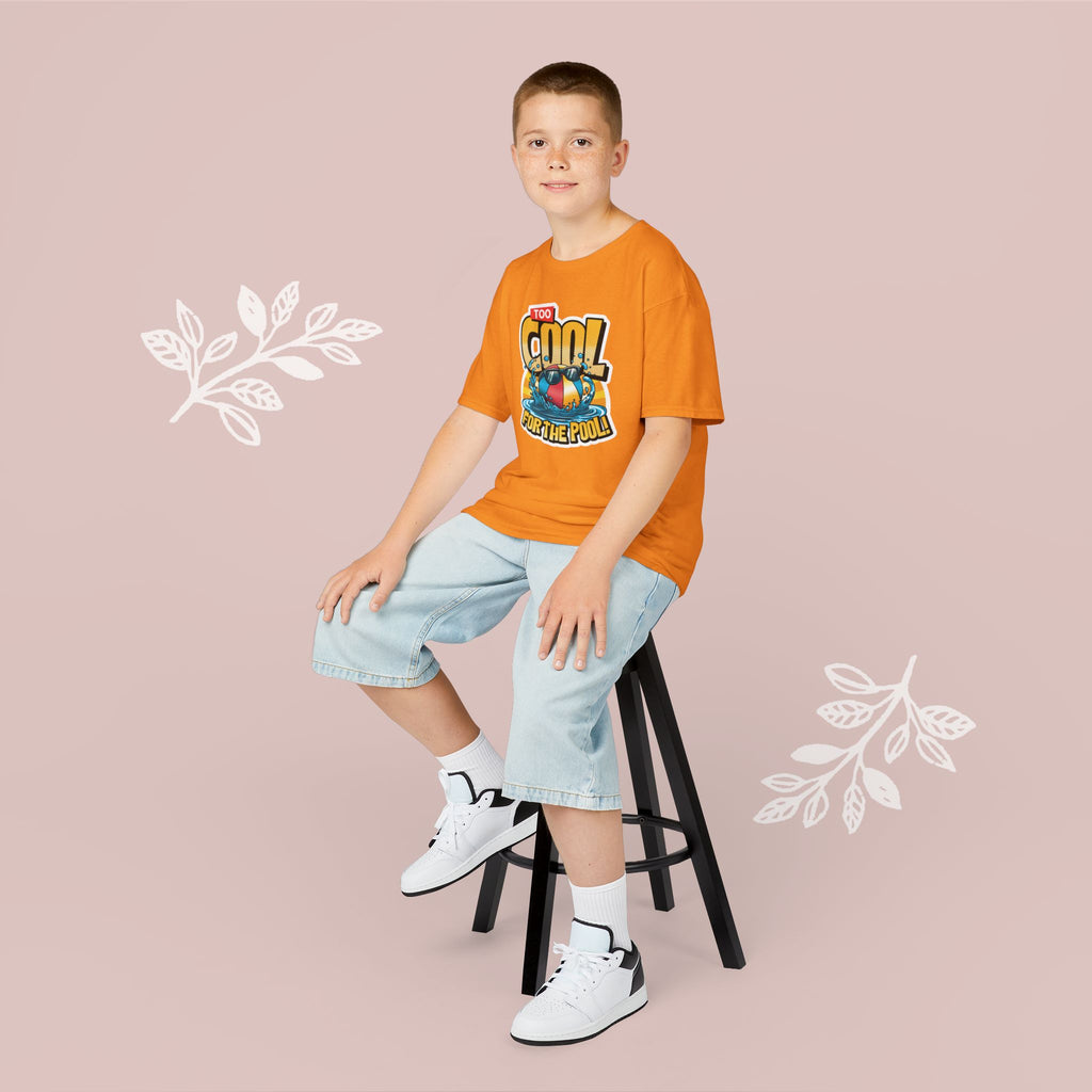 Kids Tee — "Too Cool for the Pool" Retro Pool Float Graphic