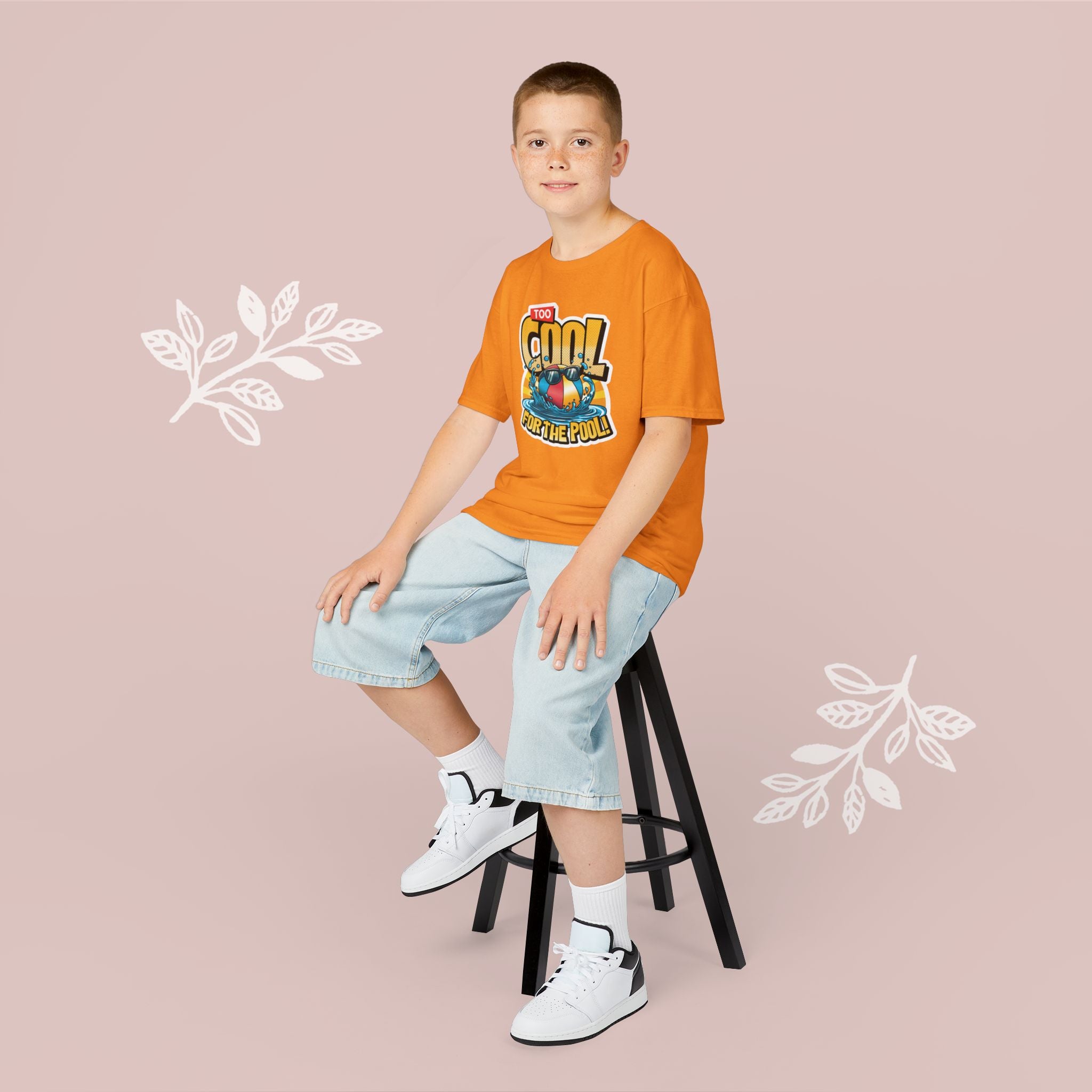 Kids Tee — "Too Cool for the Pool" Retro Pool Float Graphic