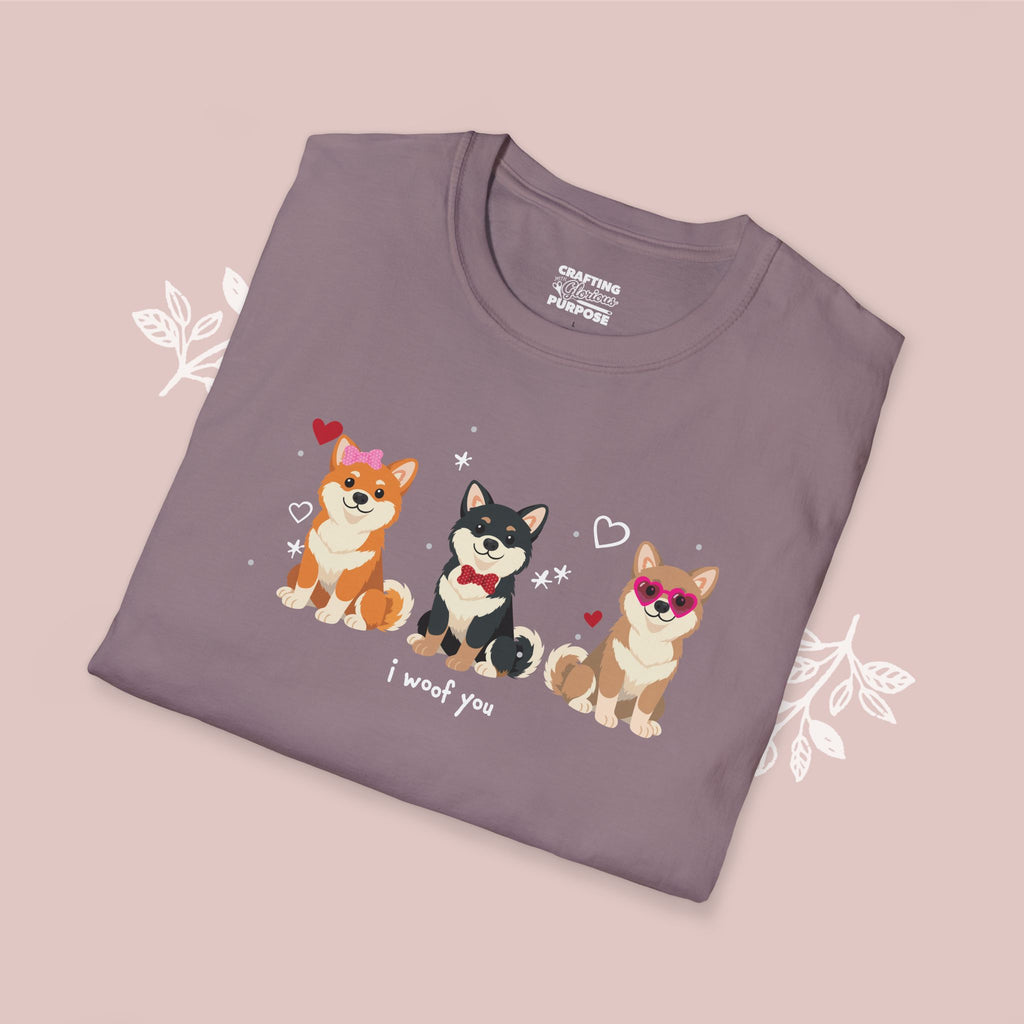 I Woof You Cute Shiba Inu Trio Dog Tee — Valentine's T-Shirt