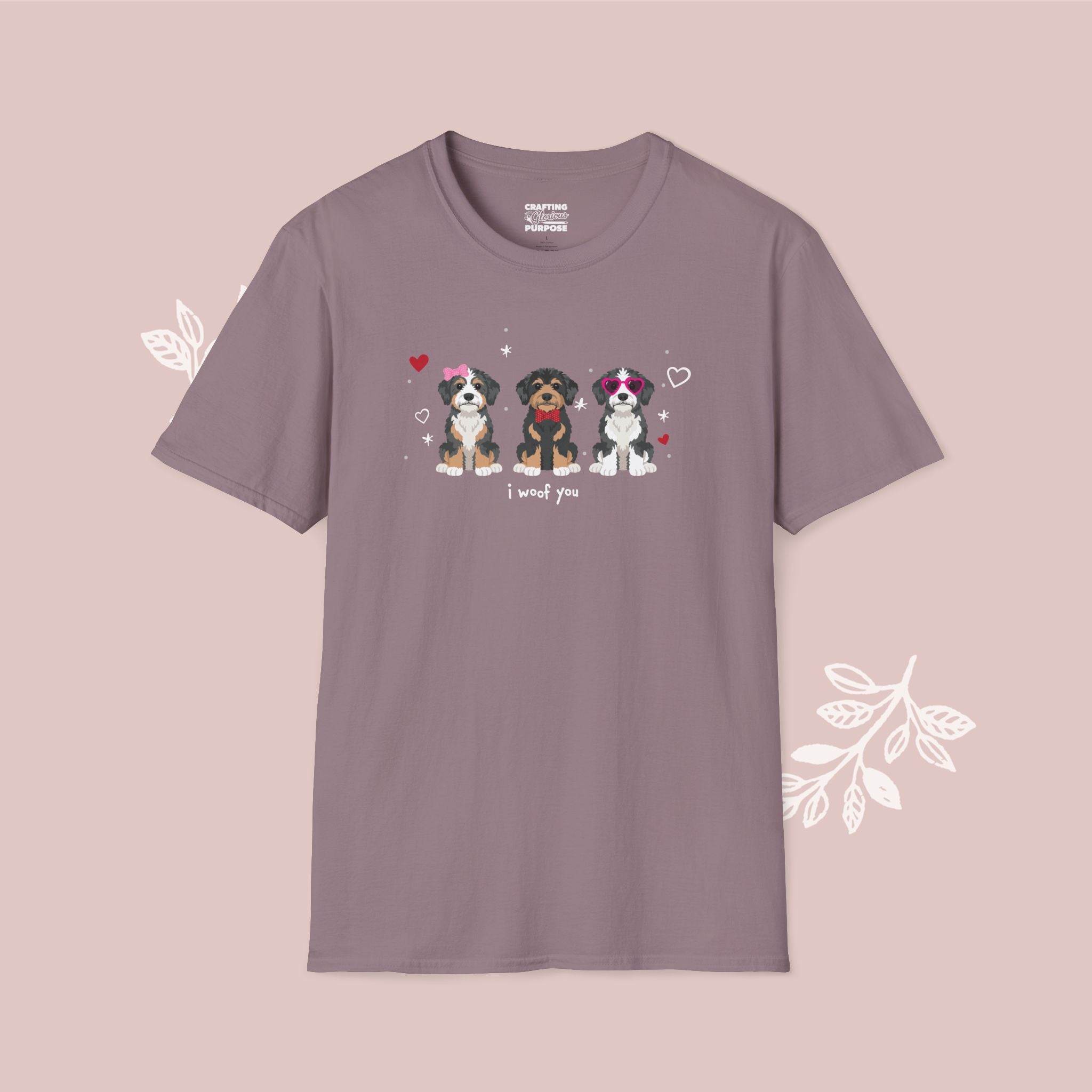 I Woof You Cute Aussiedoodle Trio Dog Tee — Valentine's T-Shirt