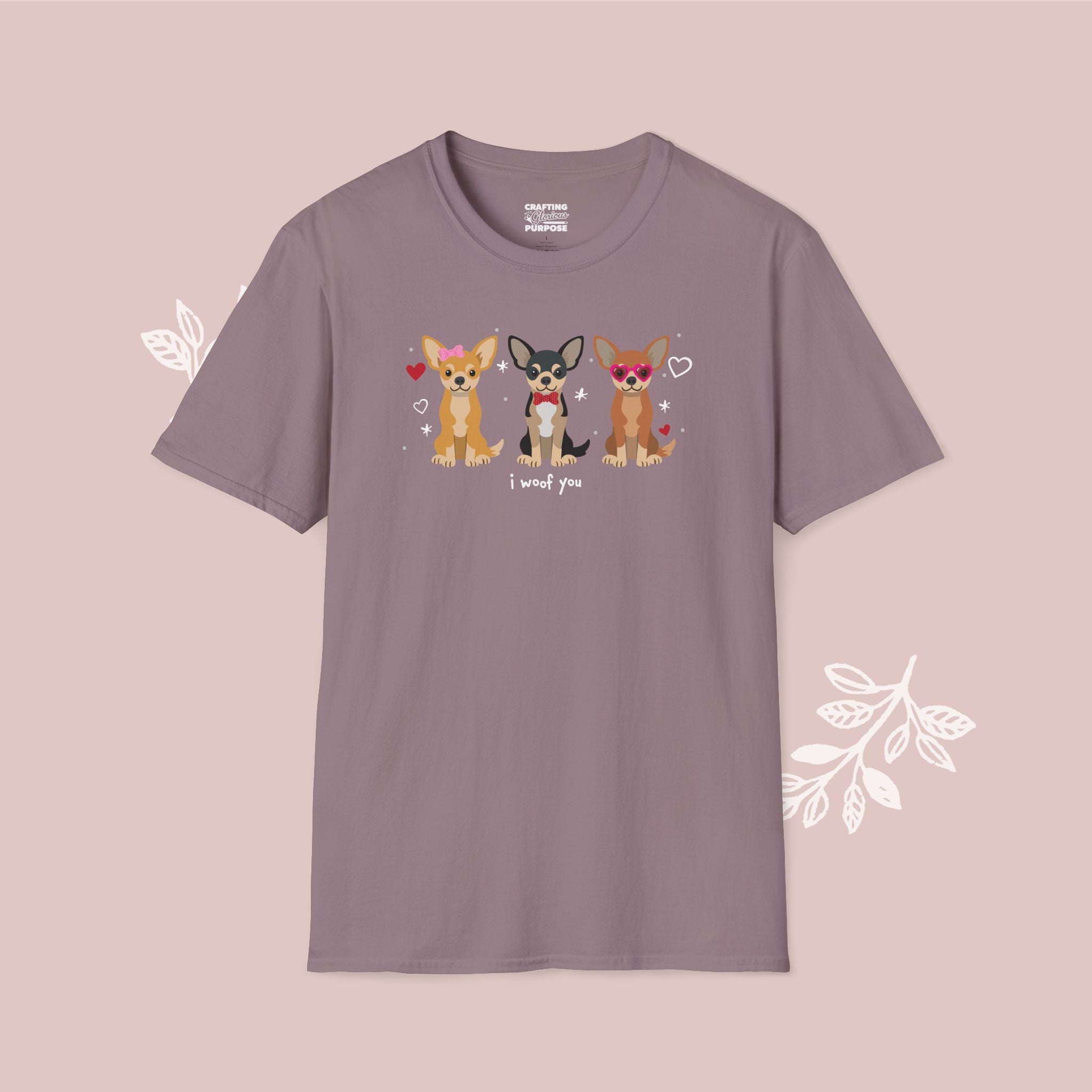 I Woof You Cute Chihuahua Trio Dog Tee — Valentine's T-Shirt