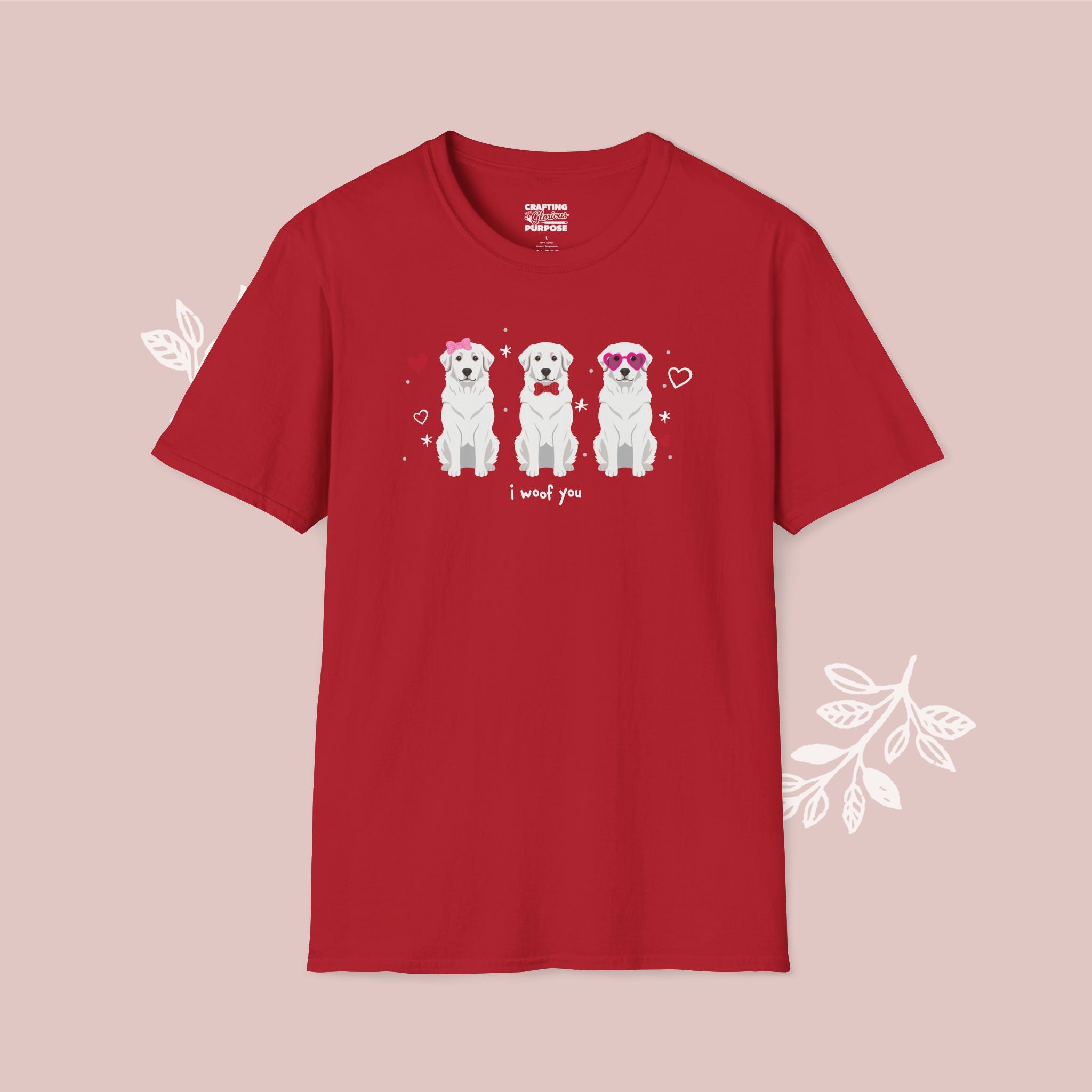 I Woof You Cute Great Pyrenees Trio Dog Tee — Valentine's T-Shirt