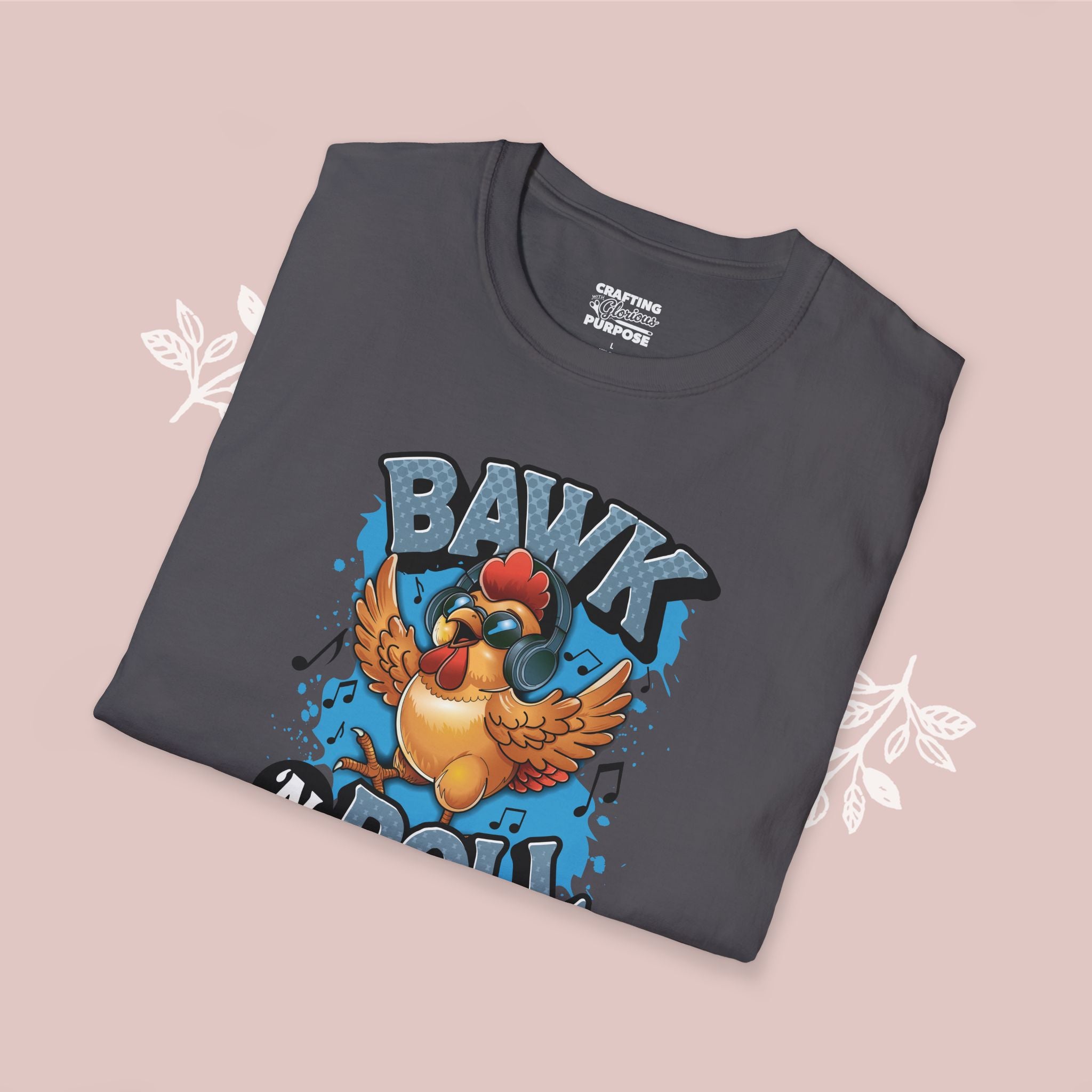 Chicken 'Bawk n' Roll' T-Shirt — Funny Rock 'n' Roll Tee