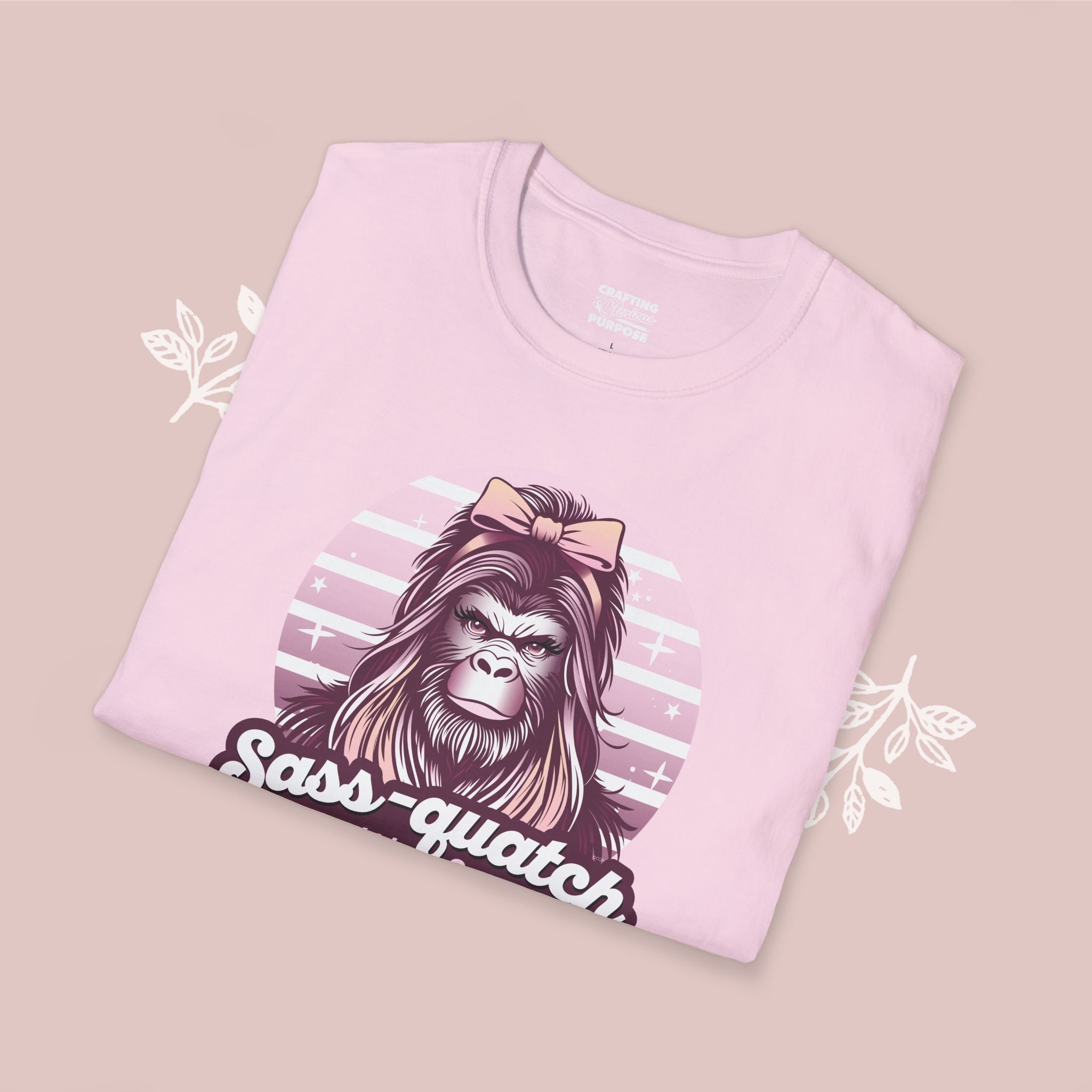 Sass-quatch T-Shirt — Funny Feminine Bigfoot Graphic Tee ("Sass-quatch: Stay Wild, Stay Sassy")