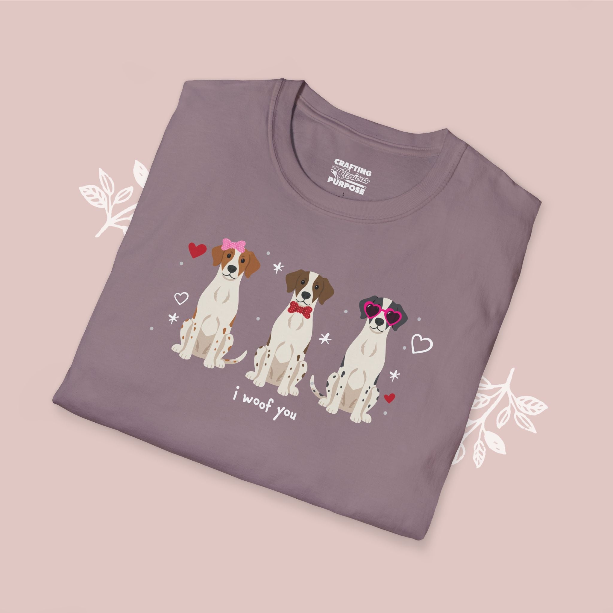 I Woof You Cute Brittany Spaniel Trio Dog Tee — Valentine's T-Shirt