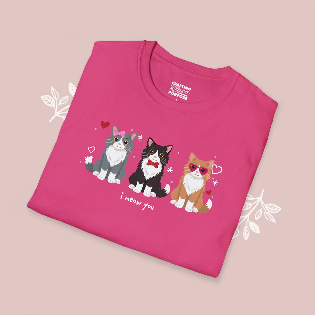I Meow You Cute Tuxedo Long Haired Trio Cat Tee — Valentine's T-Shirt