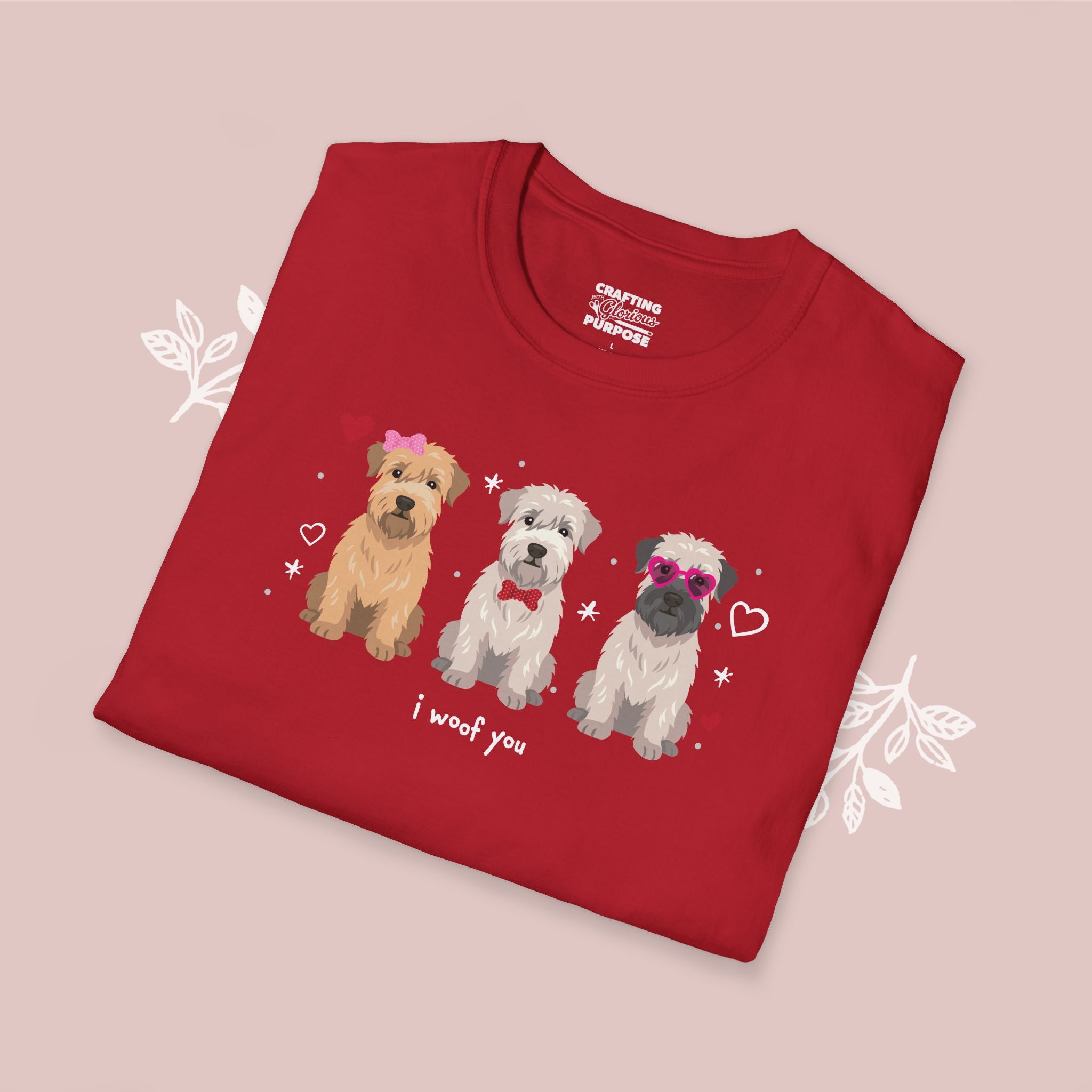 I Woof You Cute Wheaten Terrier Trio Dog Tee — Valentine's T-Shirt
