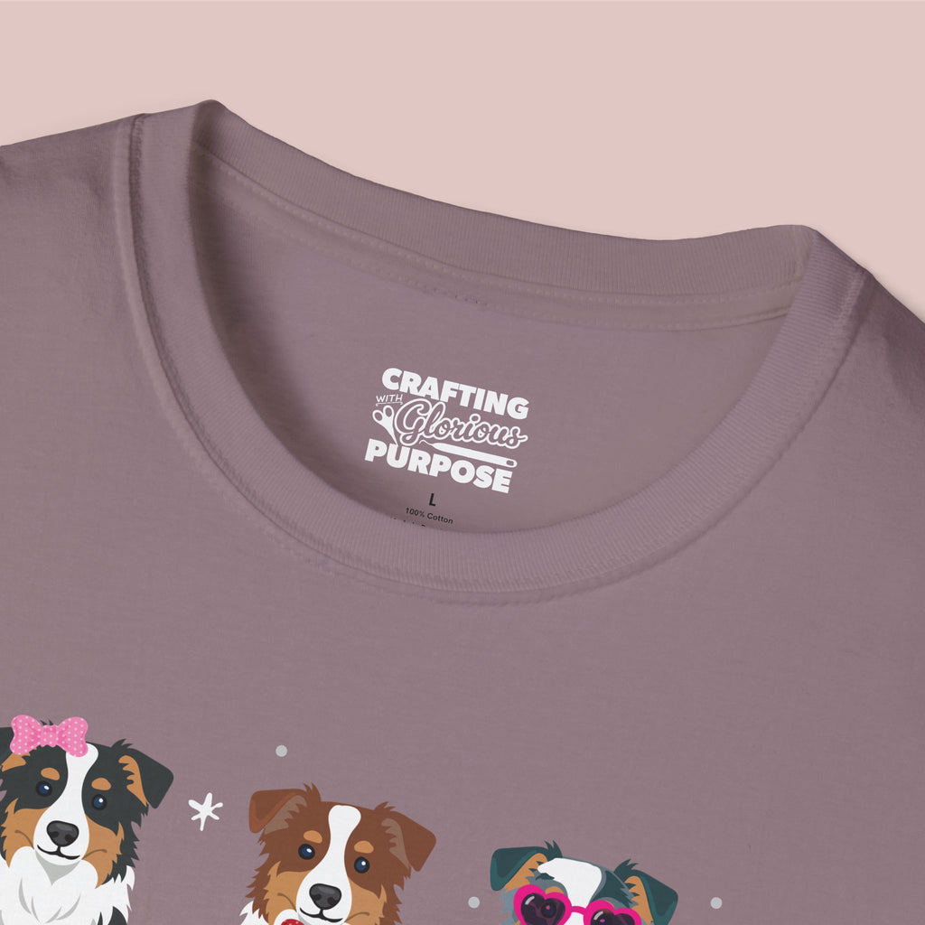 I Woof You Cute Mini Aussie Trio Dog Tee — Valentine's T-Shirt