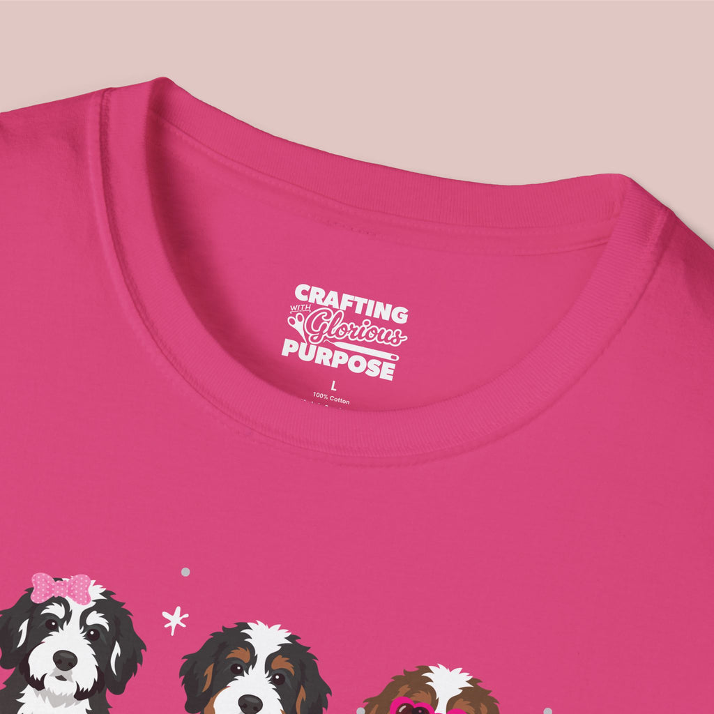 I Woof You Cute Bernedoodle Trio Dog Tee — Valentine's T-Shirt