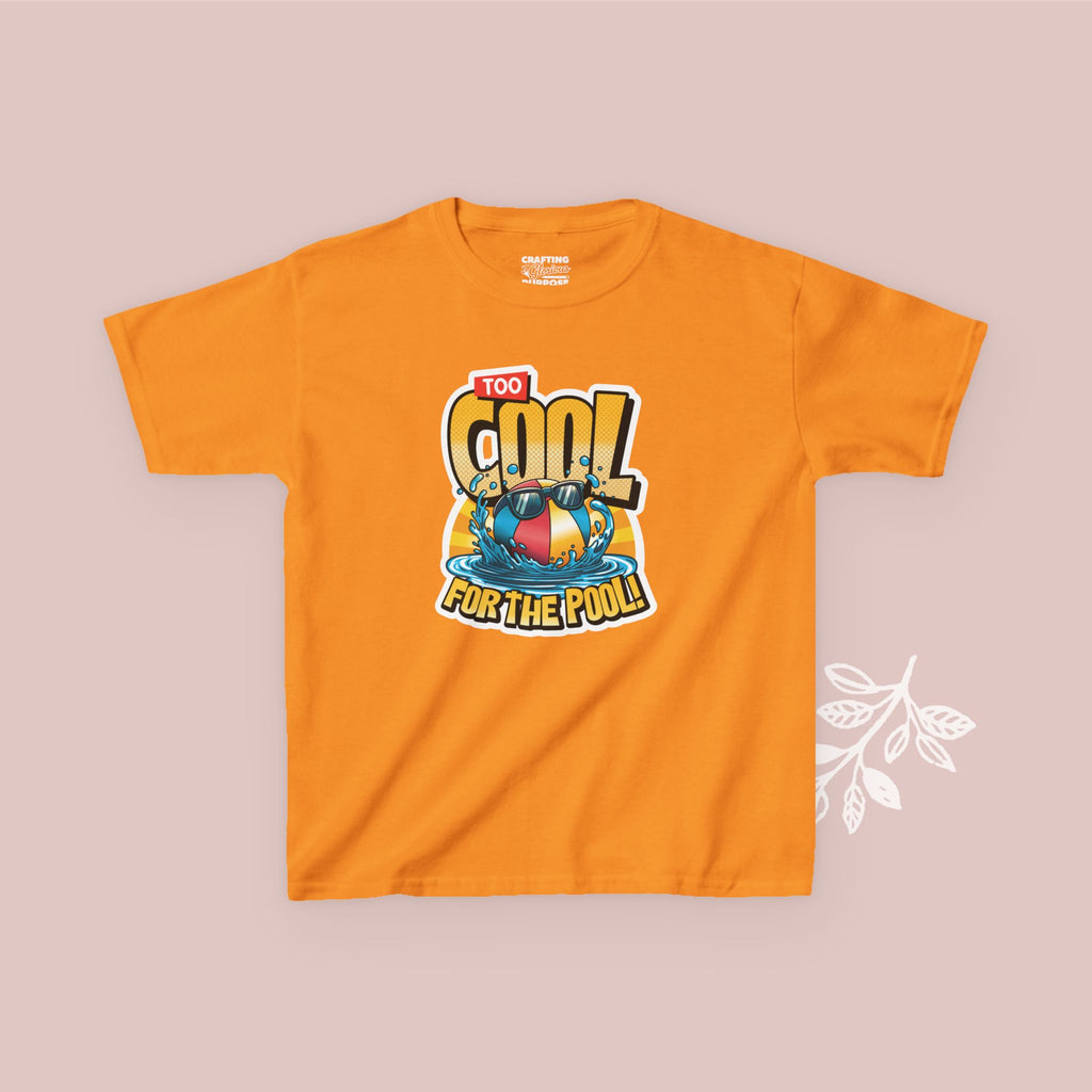Kids Tee — "Too Cool for the Pool" Retro Pool Float Graphic