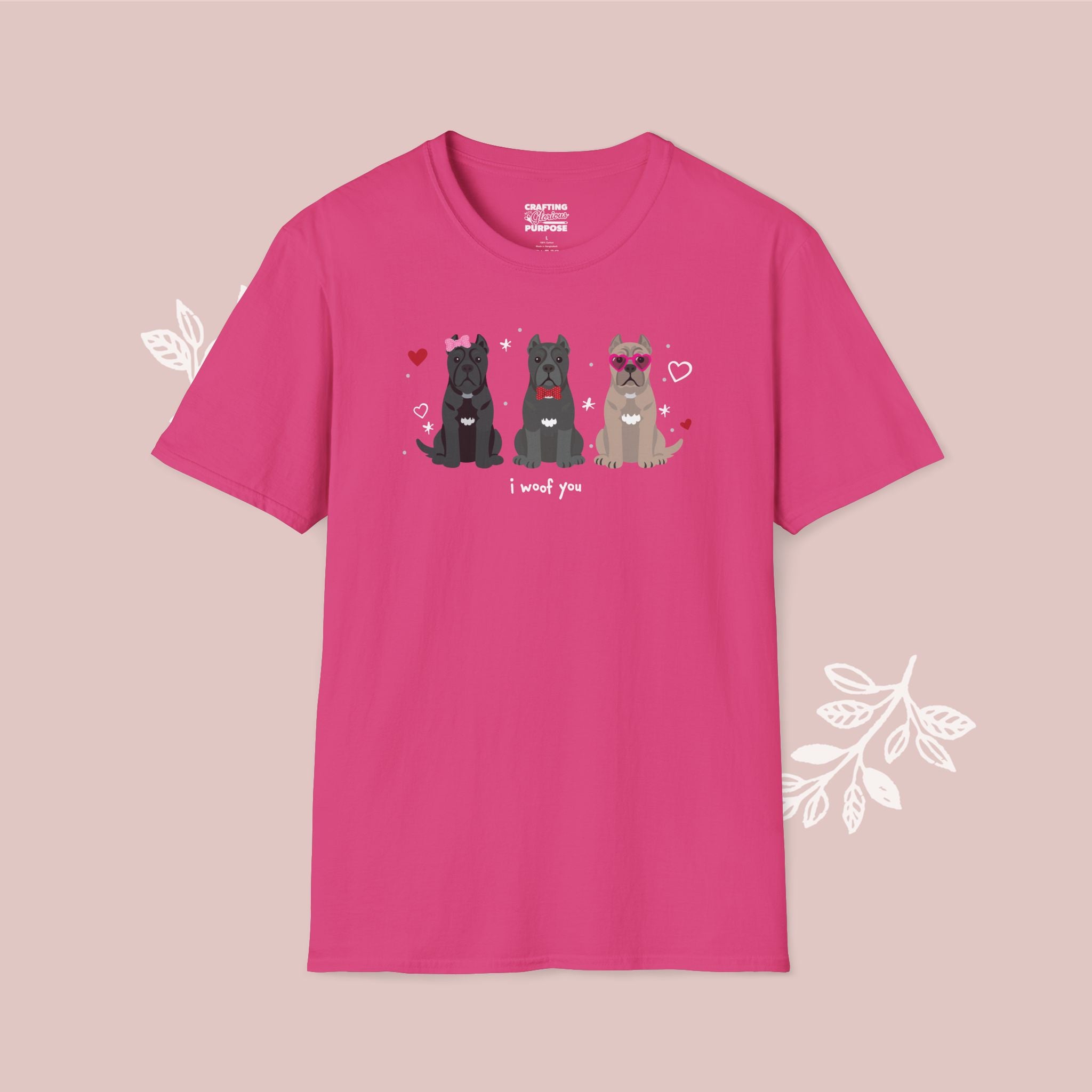 I Woof You Cute Cane Corso Trio Dog Tee — Valentine's T-Shirt