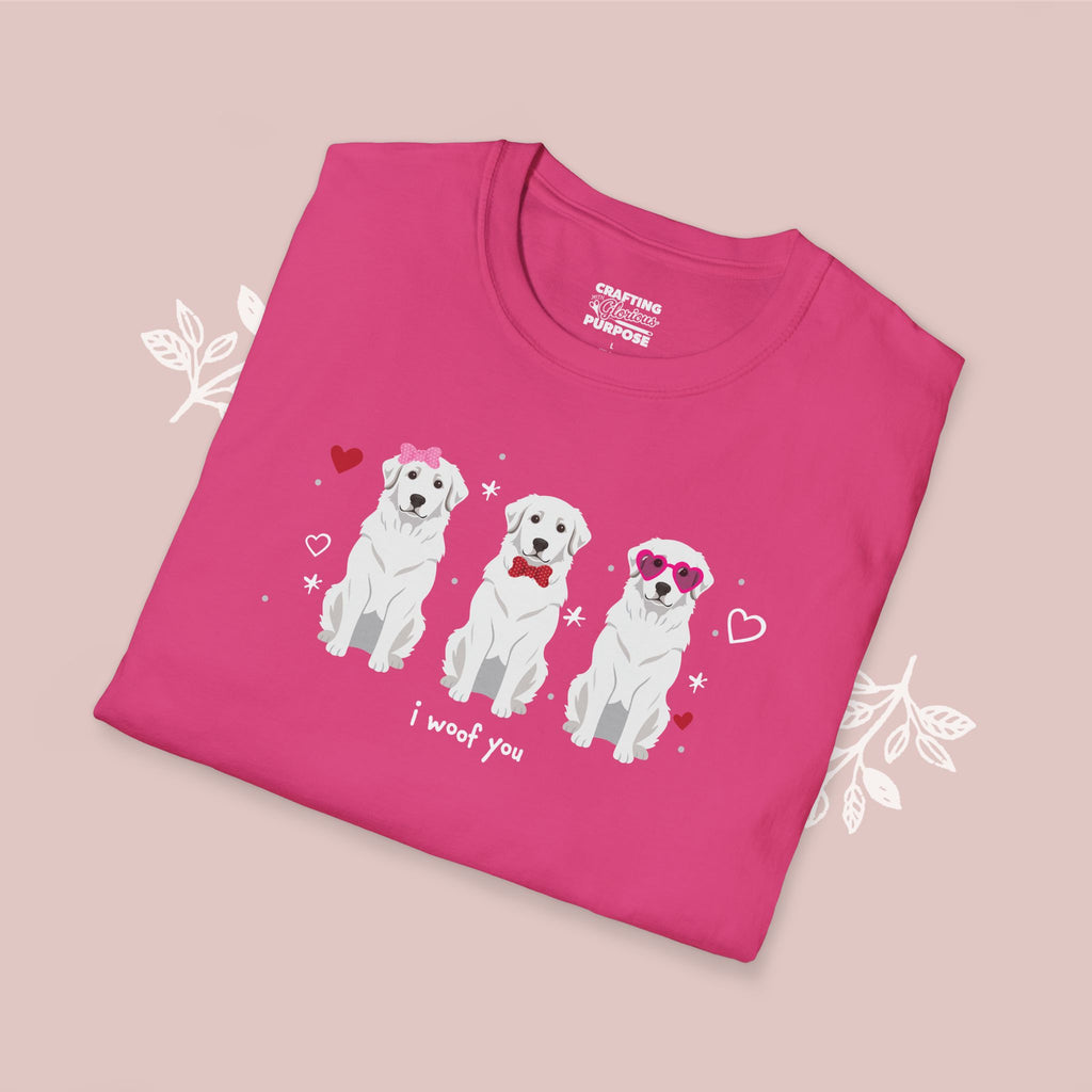 I Woof You Cute Great Pyrenees Trio Dog Tee — Valentine's T-Shirt