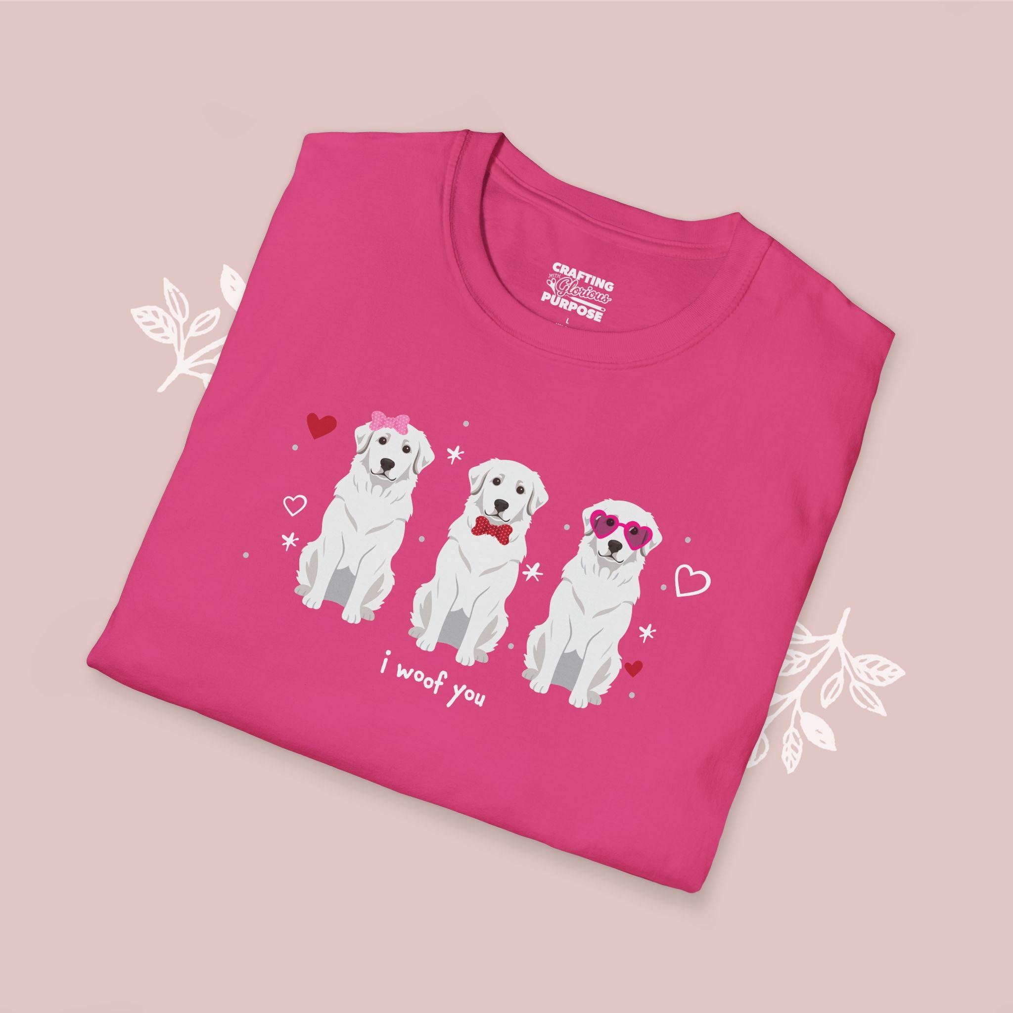 I Woof You Cute Great Pyrenees Trio Dog Tee — Valentine's T-Shirt