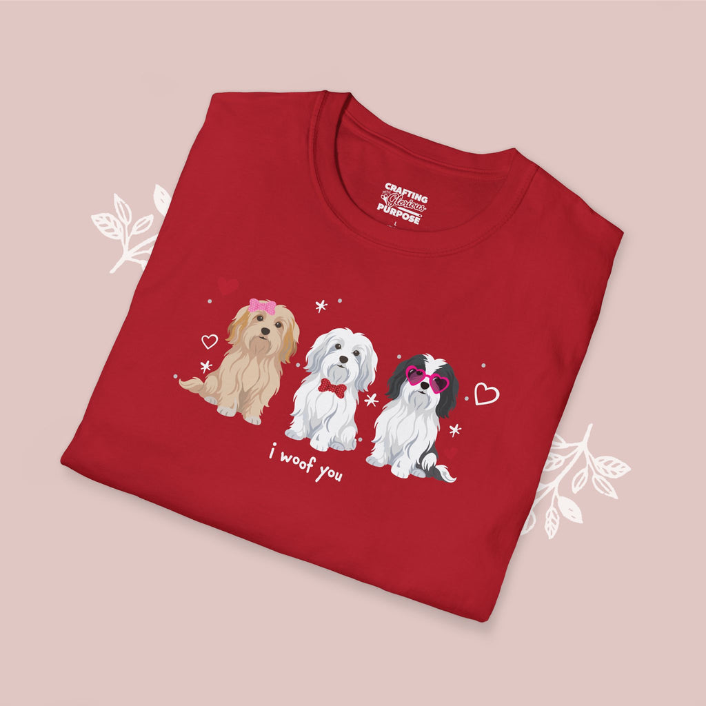 I Woof You Cute Havanese Trio Dog Tee — Valentine's T-Shirt