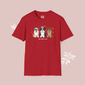 English Bulldog Patriotic Dog Trio T-Shirt — 'Red, White & Woof' Cute America Graphic Tee
