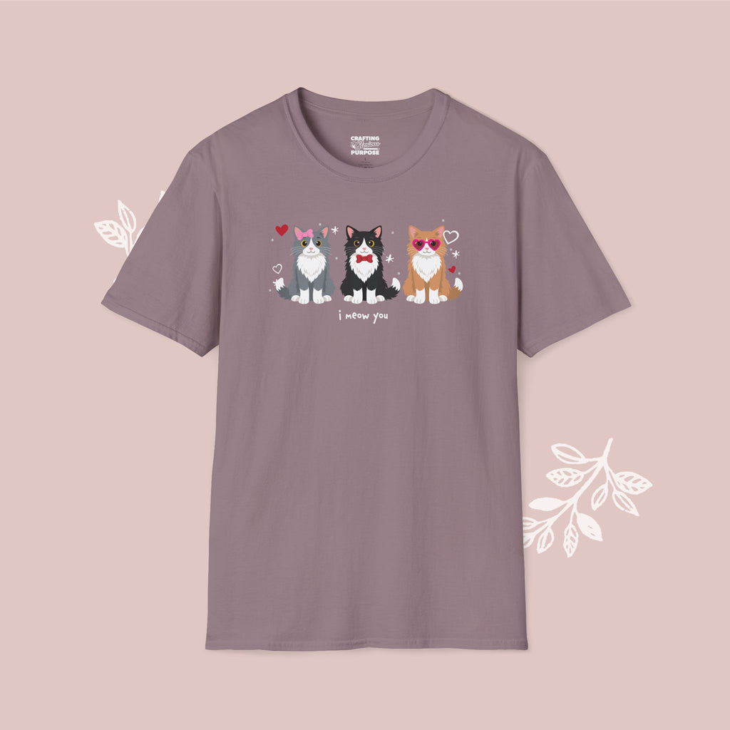 I Meow You Cute Tuxedo Long Haired Trio Cat Tee — Valentine's T-Shirt