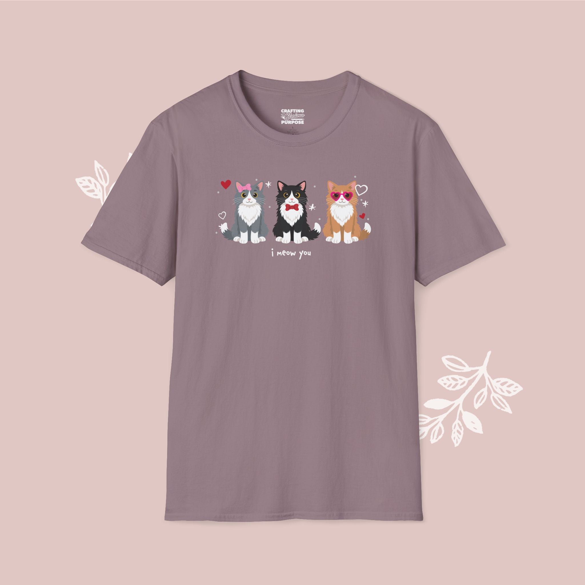 I Meow You Cute Tuxedo Long Haired Trio Cat Tee — Valentine's T-Shirt