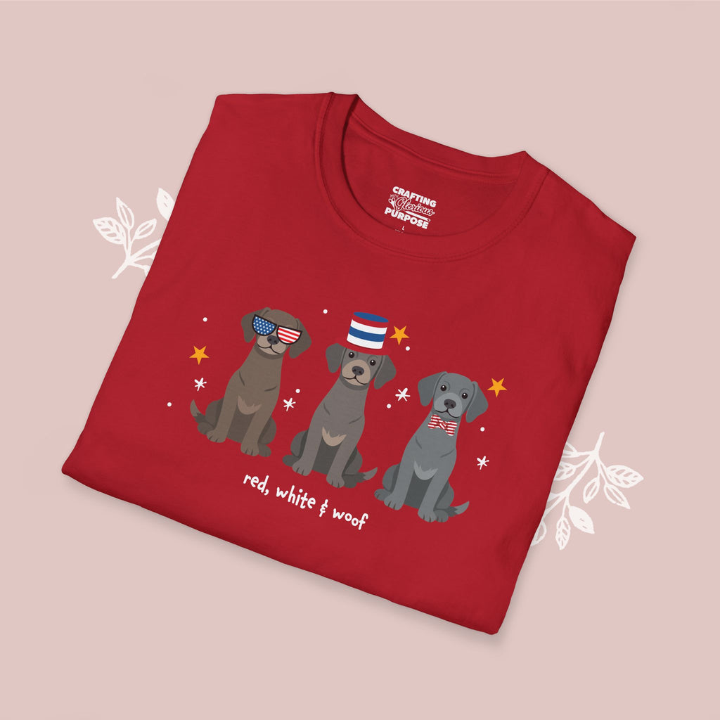 Weimaraner Patriotic Dog Trio T-Shirt — 'Red, White & Woof' Cute America Graphic Tee