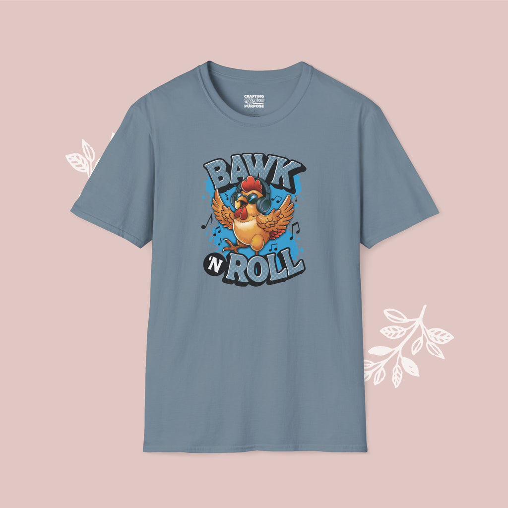 Chicken 'Bawk n' Roll' T-Shirt — Funny Rock 'n' Roll Tee