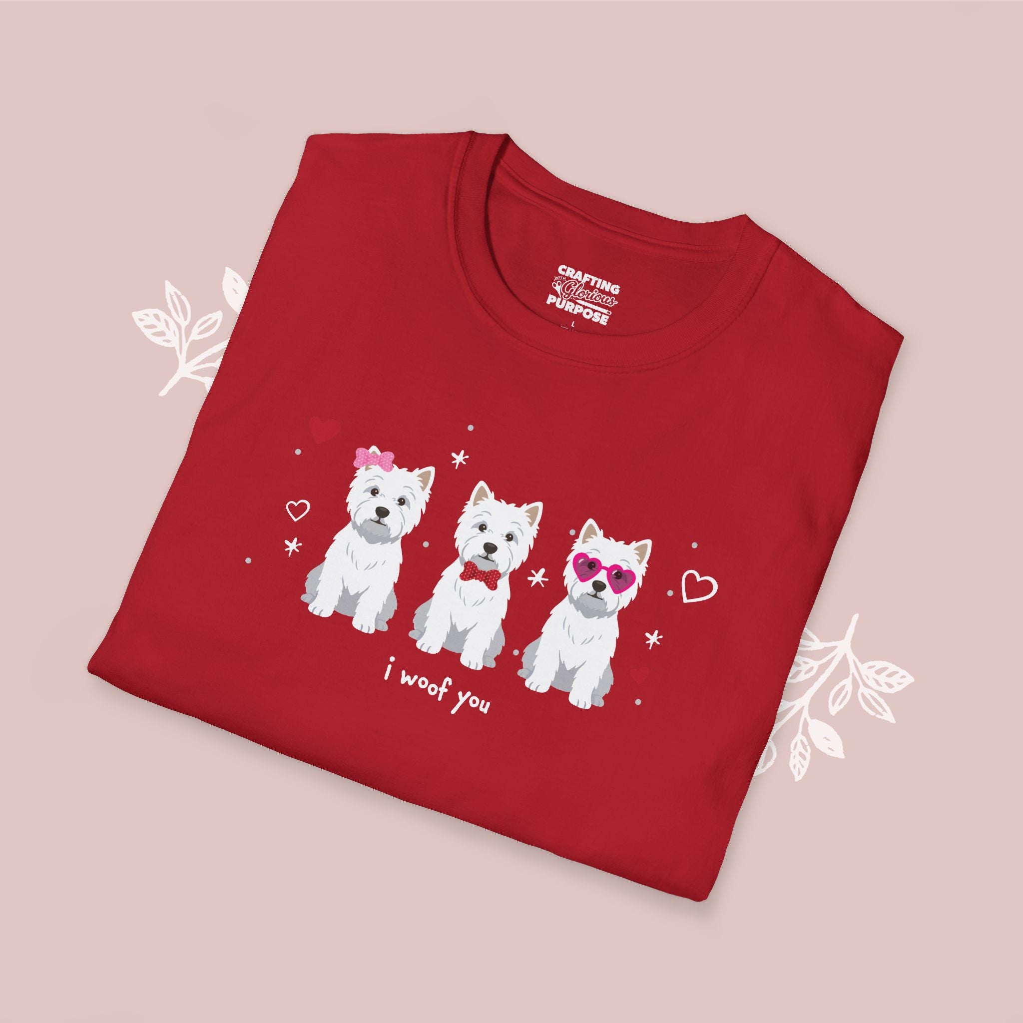 I Woof You Cute West Highland Terrier Trio Dog Tee — Valentine's T-Shirt