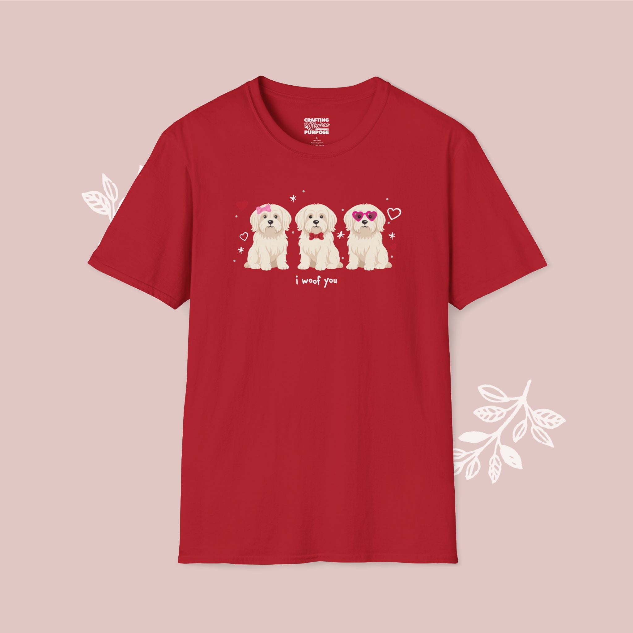 I Woof You Cute Maltese Trio Dog Tee — Valentine's T-Shirt