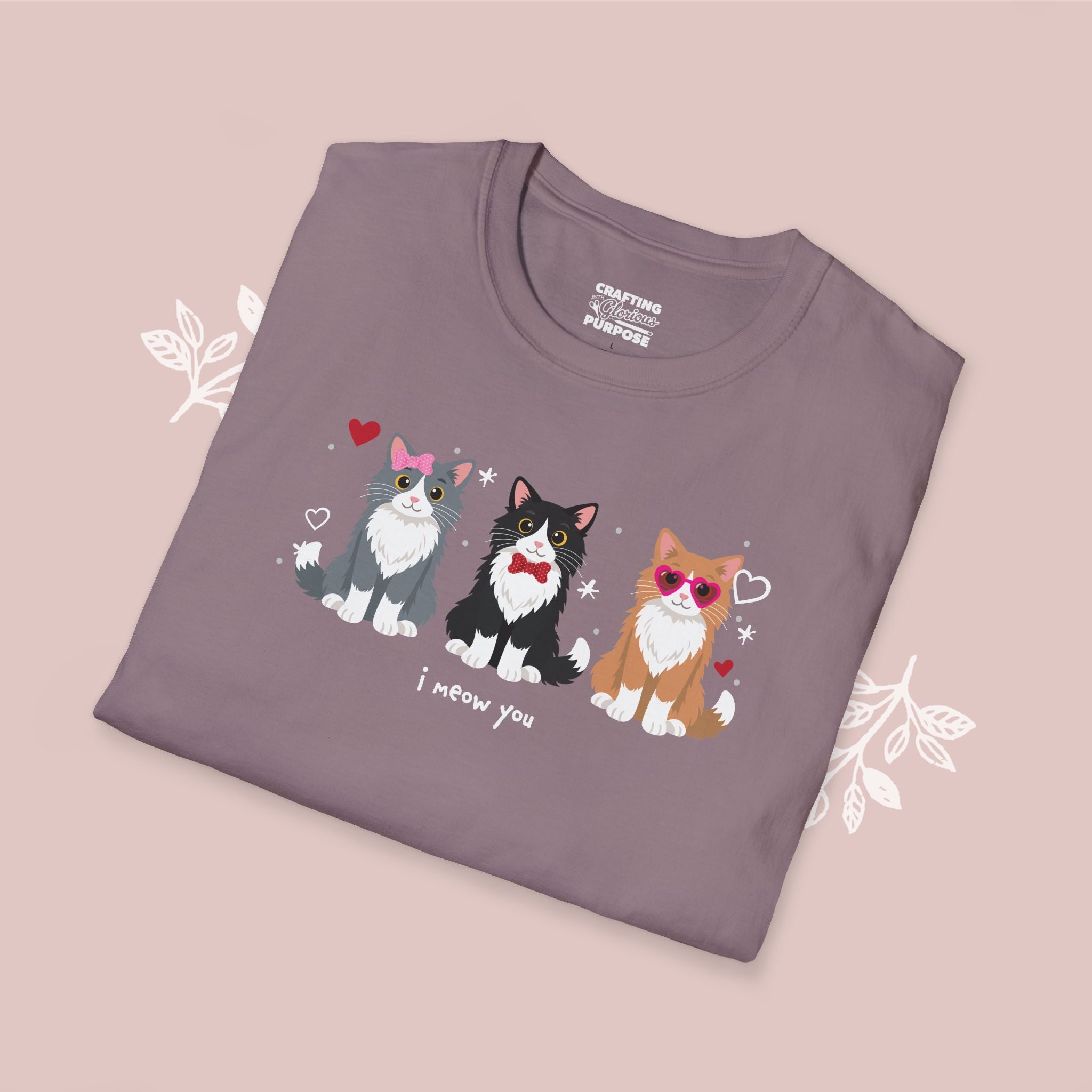 I Meow You Cute Tuxedo Long Haired Trio Cat Tee — Valentine's T-Shirt