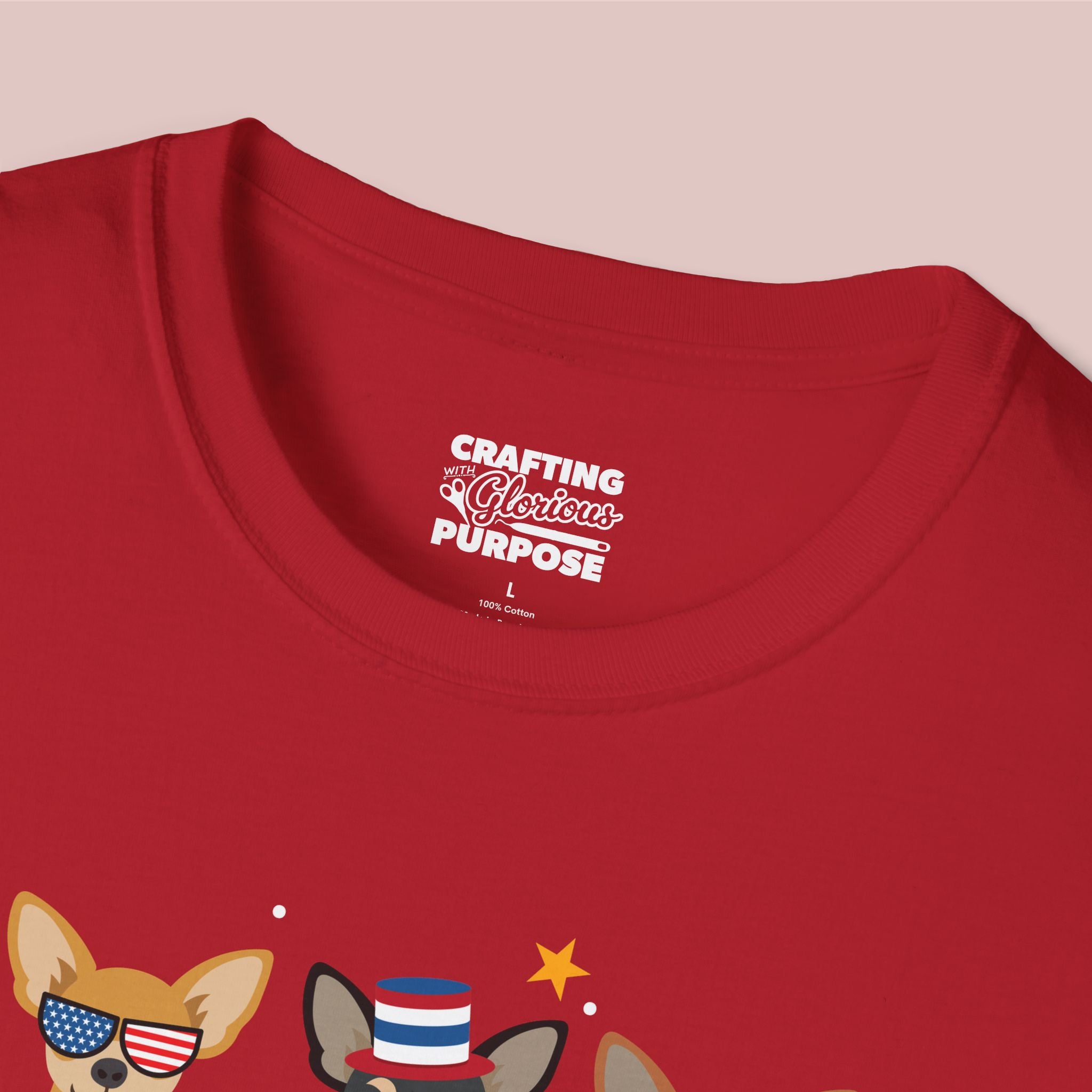 Chihuahua Patriotic Dog Trio T-Shirt — 'Red, White & Woof' Cute America Graphic Tee