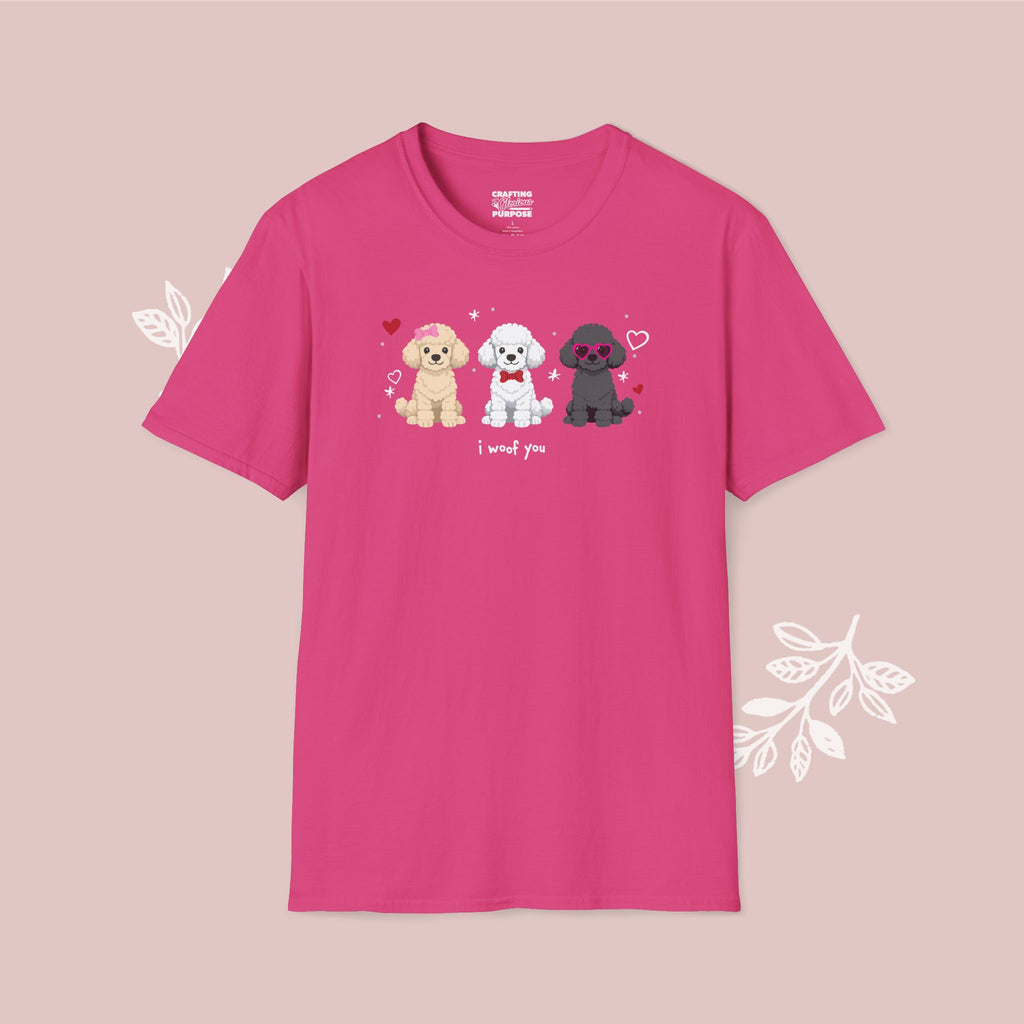 I Woof You Cute Poodle Trio Dog Tee — Valentine's T-Shirt