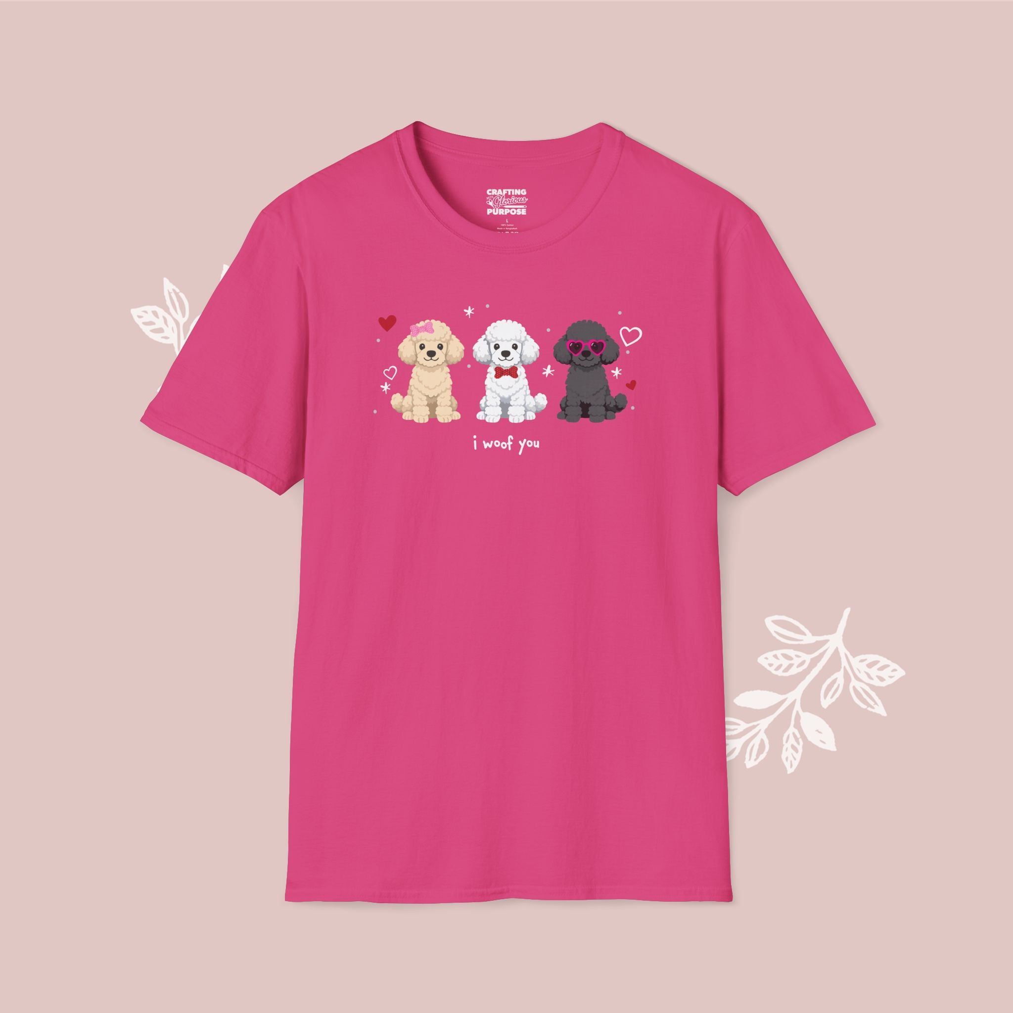 I Woof You Cute Poodle Trio Dog Tee — Valentine's T-Shirt