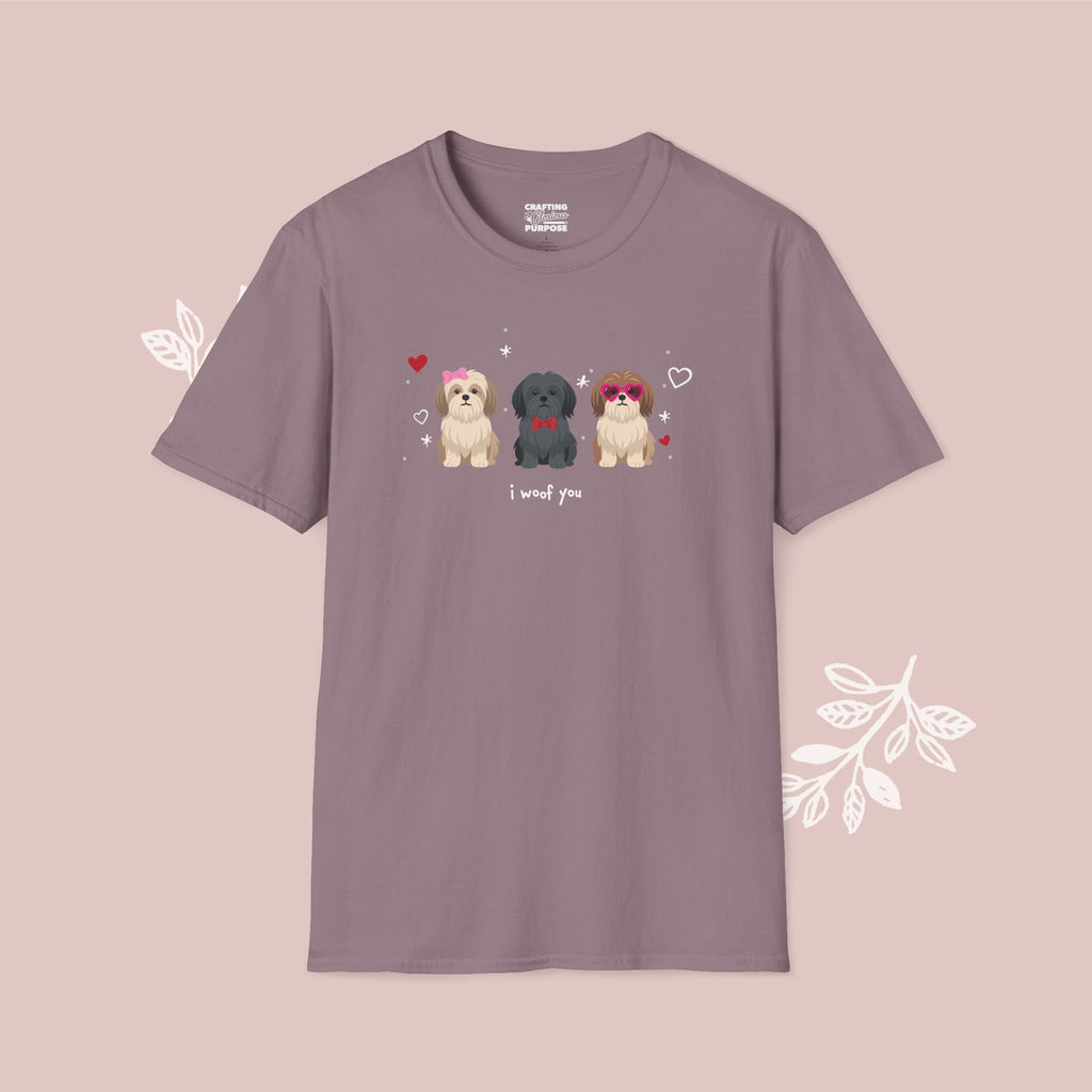 I Woof You Cute Lhasa Aspo Trio Dog Tee — Valentine's T-Shirt