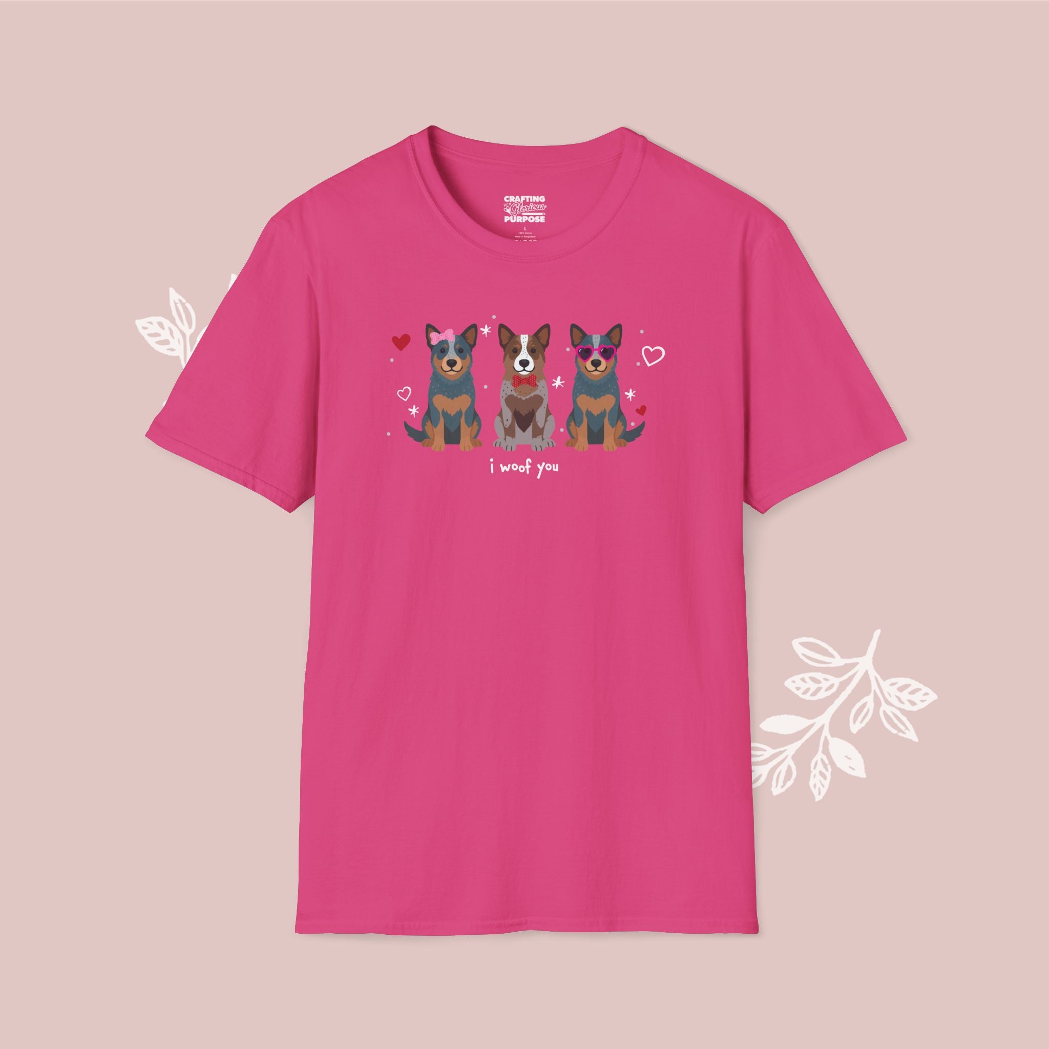 I Woof You Cute Australian Cattledog Trio Dog Tee — Valentine's T-Shirt