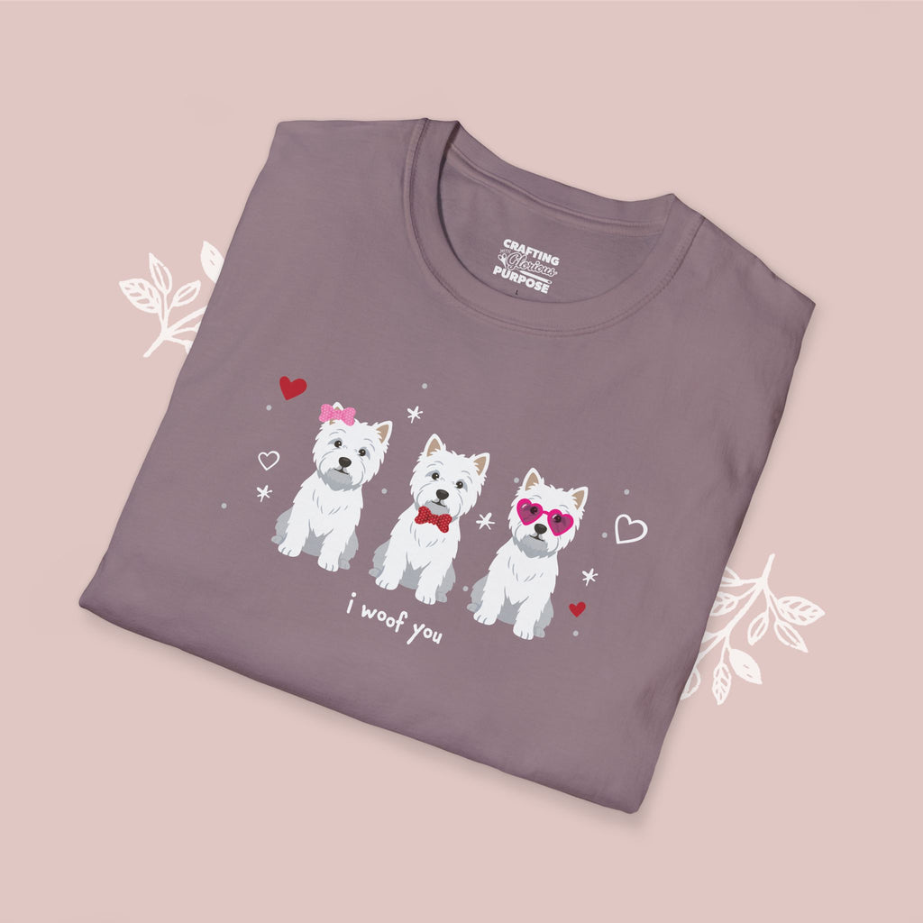 I Woof You Cute West Highland Terrier Trio Dog Tee — Valentine's T-Shirt