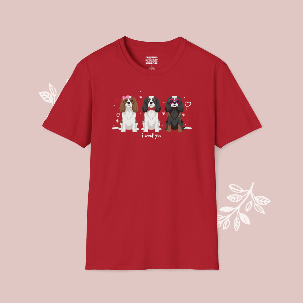 I Woof You Cute Cavalier King Charles Trio Dog Tee — Valentine's T-Shirt