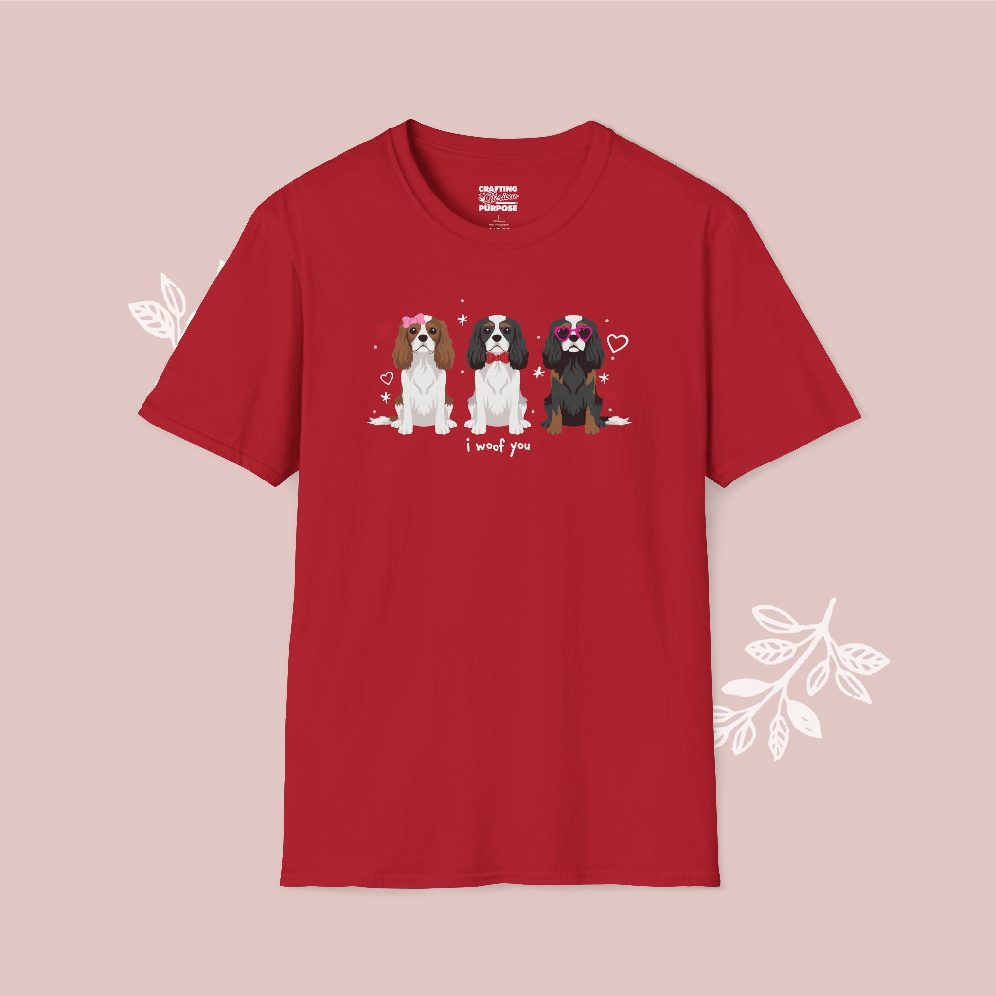 I Woof You Cute Cavalier King Charles Trio Dog Tee — Valentine's T-Shirt